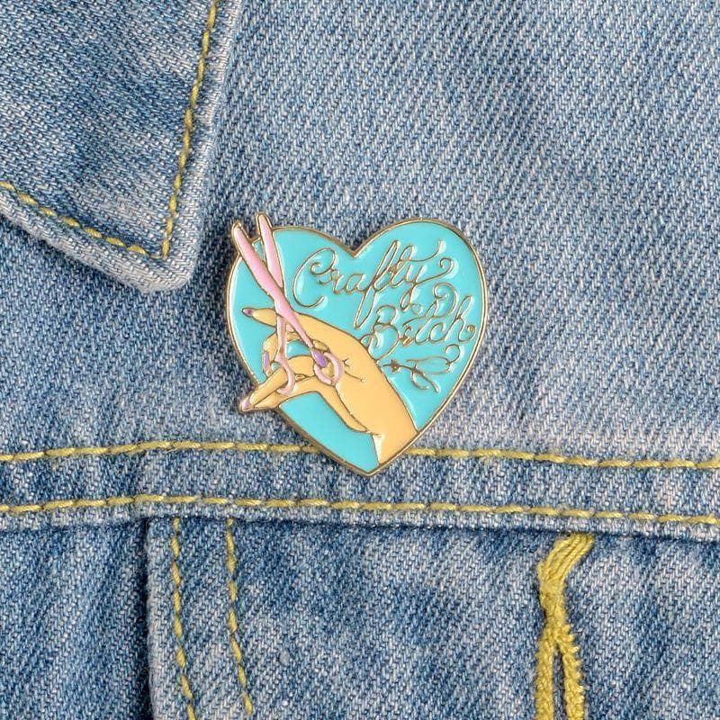 'Crafty Bitch ' Heart Shaped - Enamel Pin — photo 2 of 3
