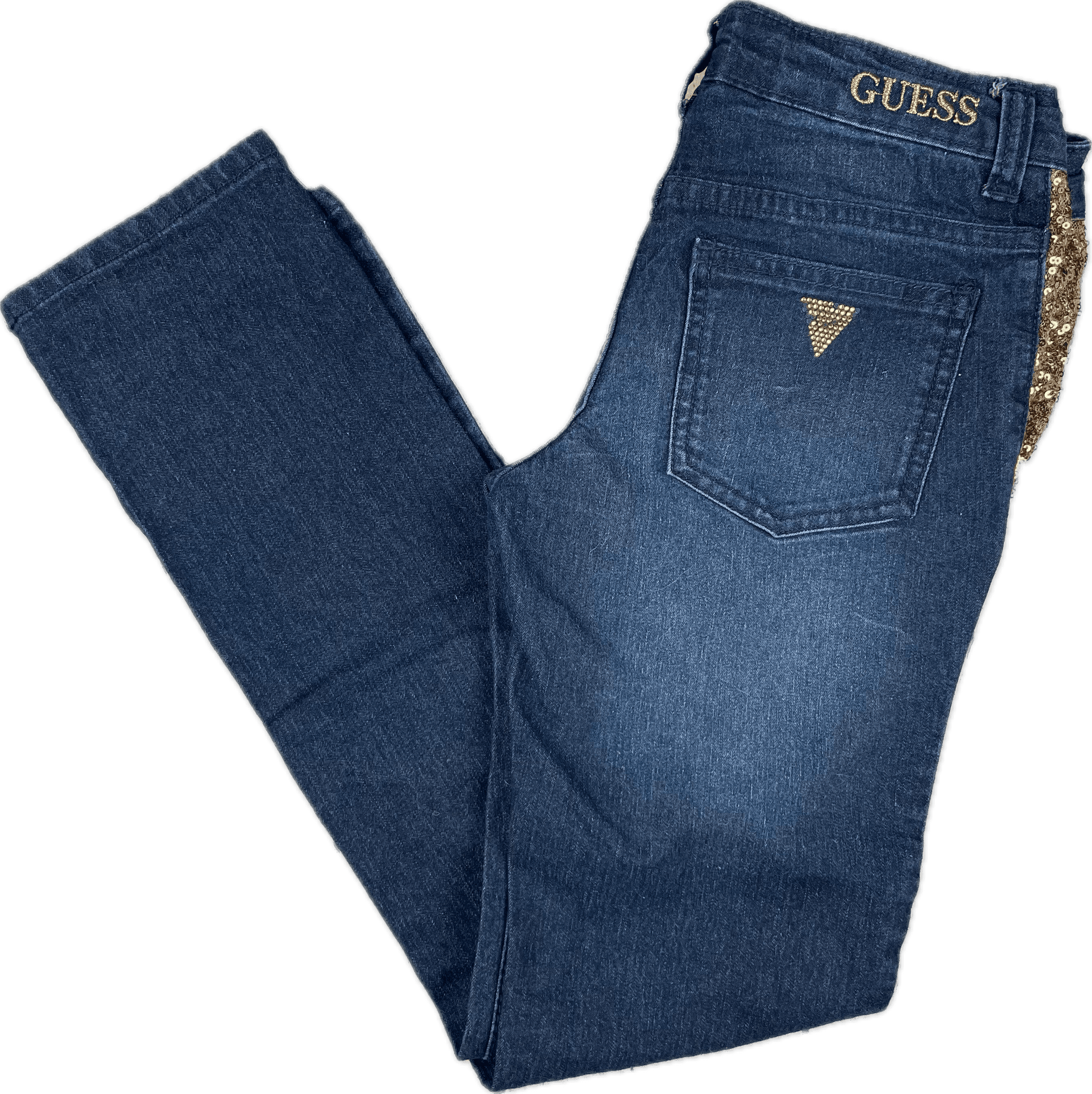 Guess Girls Crystal Logo Sequin Insert Jeans - Size 10Y — photo 1 of 6