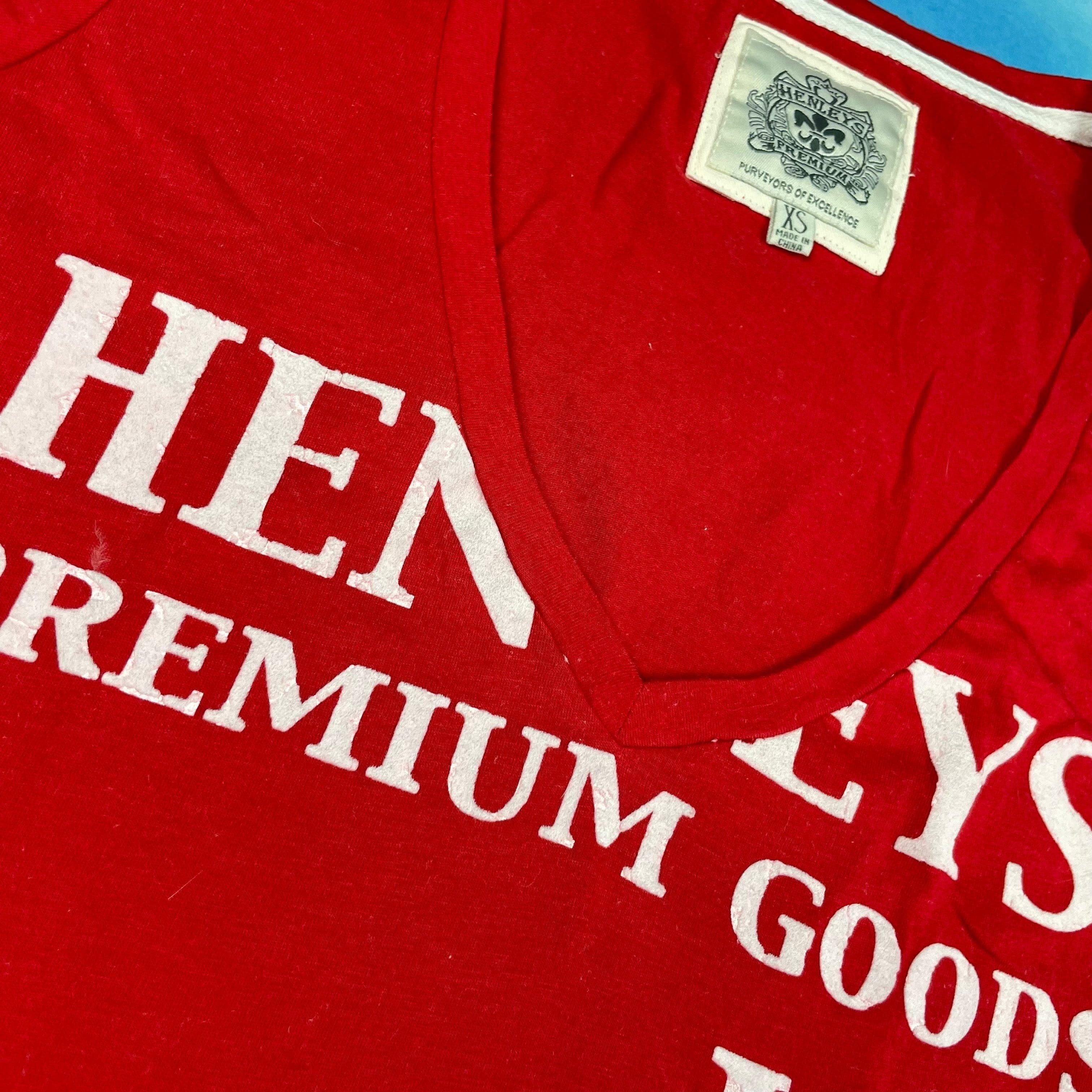 Henleys Ladies Red V Neck Logo T Shirt - Size XS — photo 2 of 3