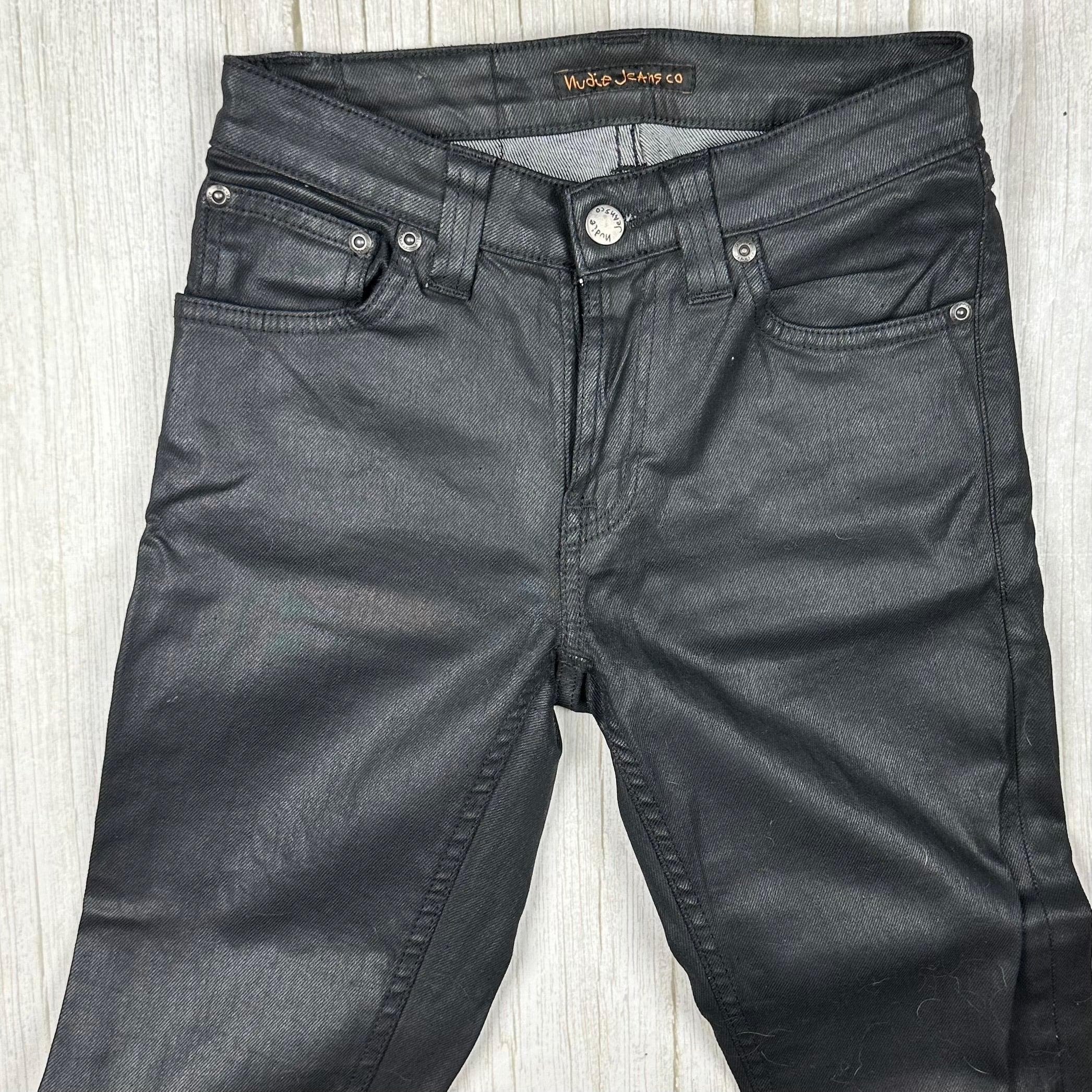 Nudie 'Skinny Sam' Back in Black Wash Coated Denim Jeans- Size 25/32 — photo 4 of 8
