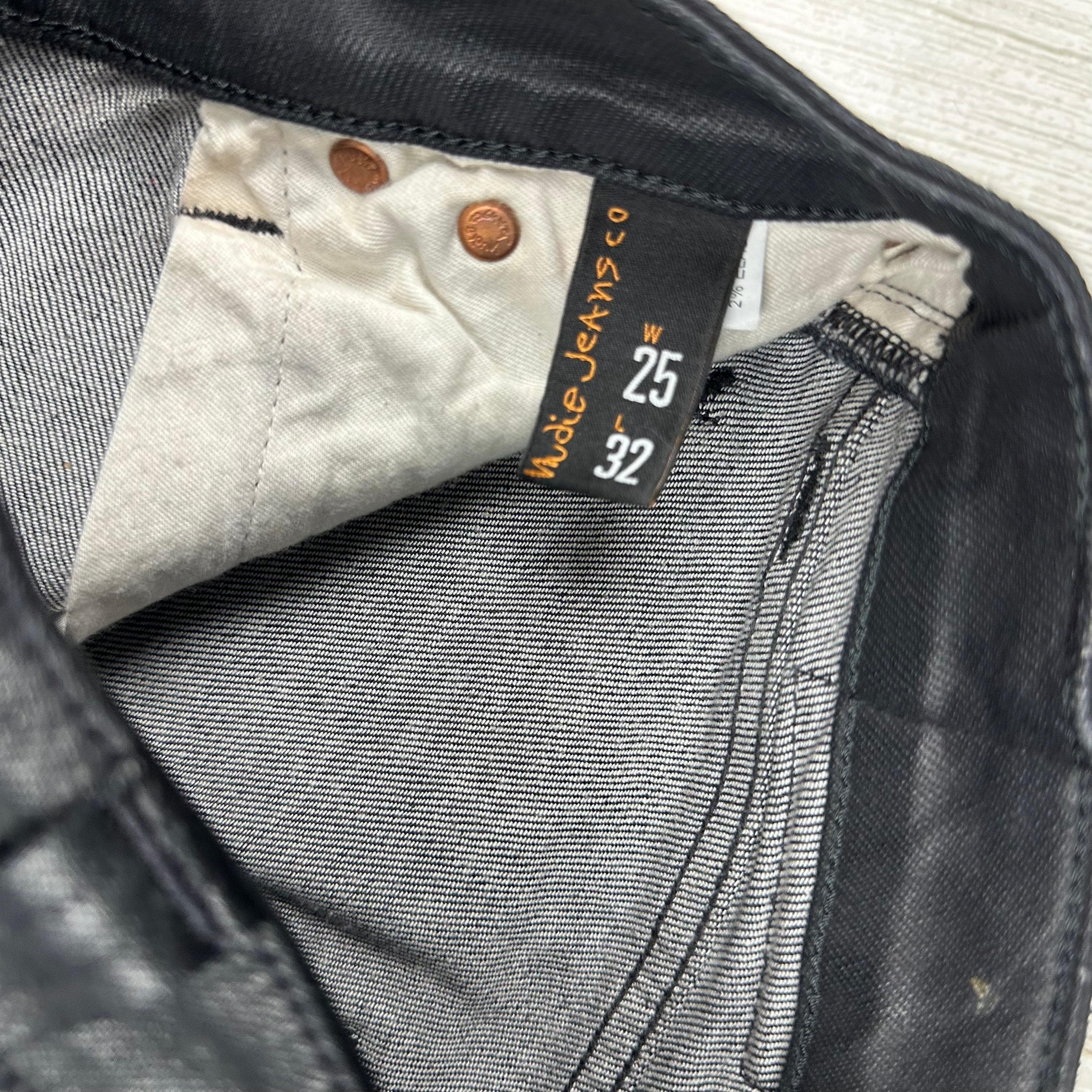 Nudie 'Skinny Sam' Back in Black Wash Coated Denim Jeans- Size 25/32 — photo 7 of 8