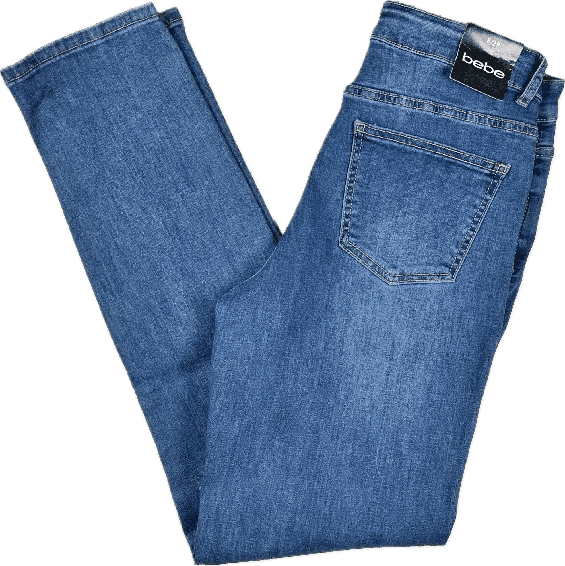 NWT- Bebe Womens Slim Straight Crystal Trim Jeans -Size 31 — photo 2 of 6