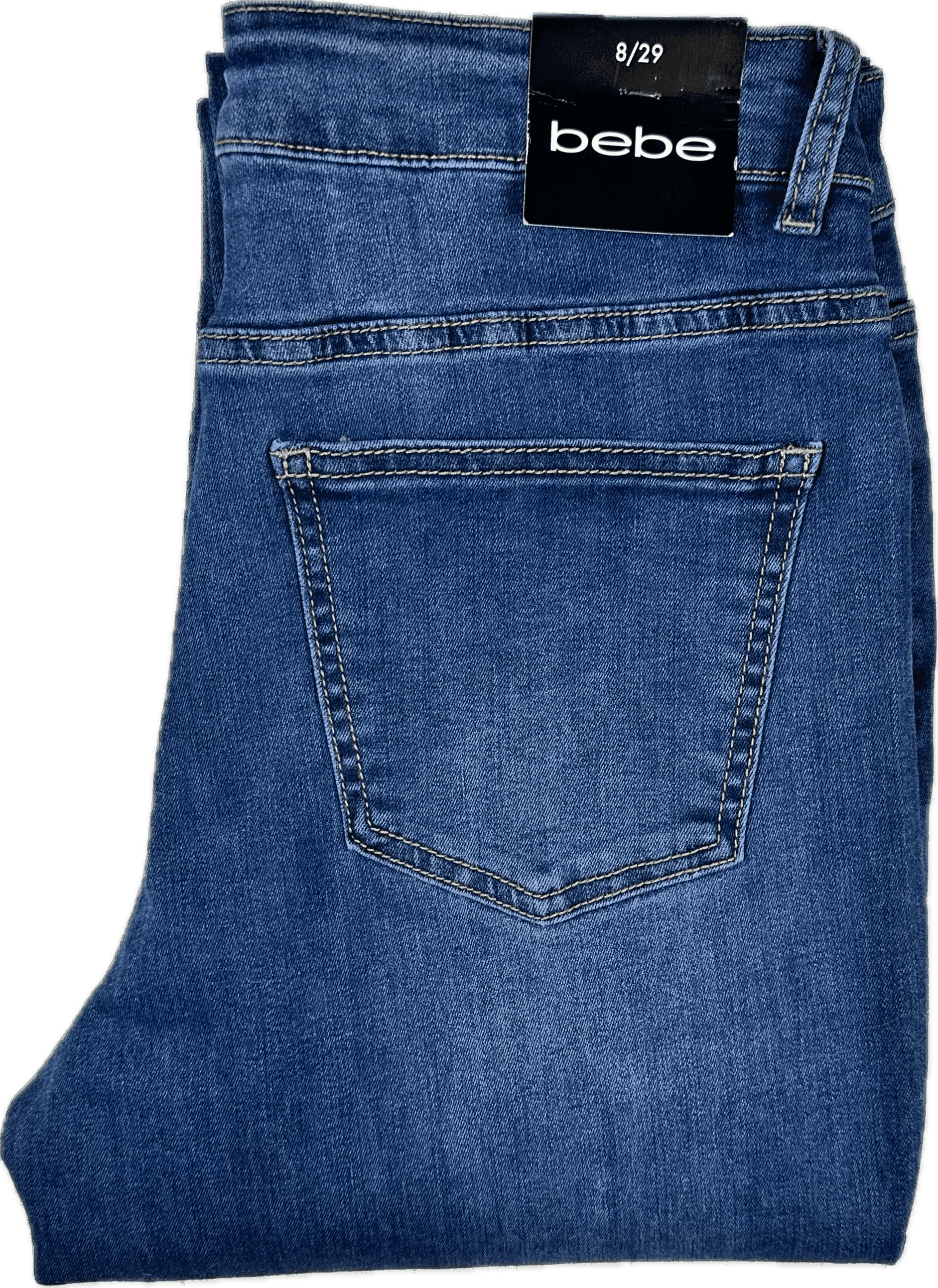 NWT- Bebe Womens Slim Straight Crystal Trim Jeans -Size 31 — photo 3 of 6