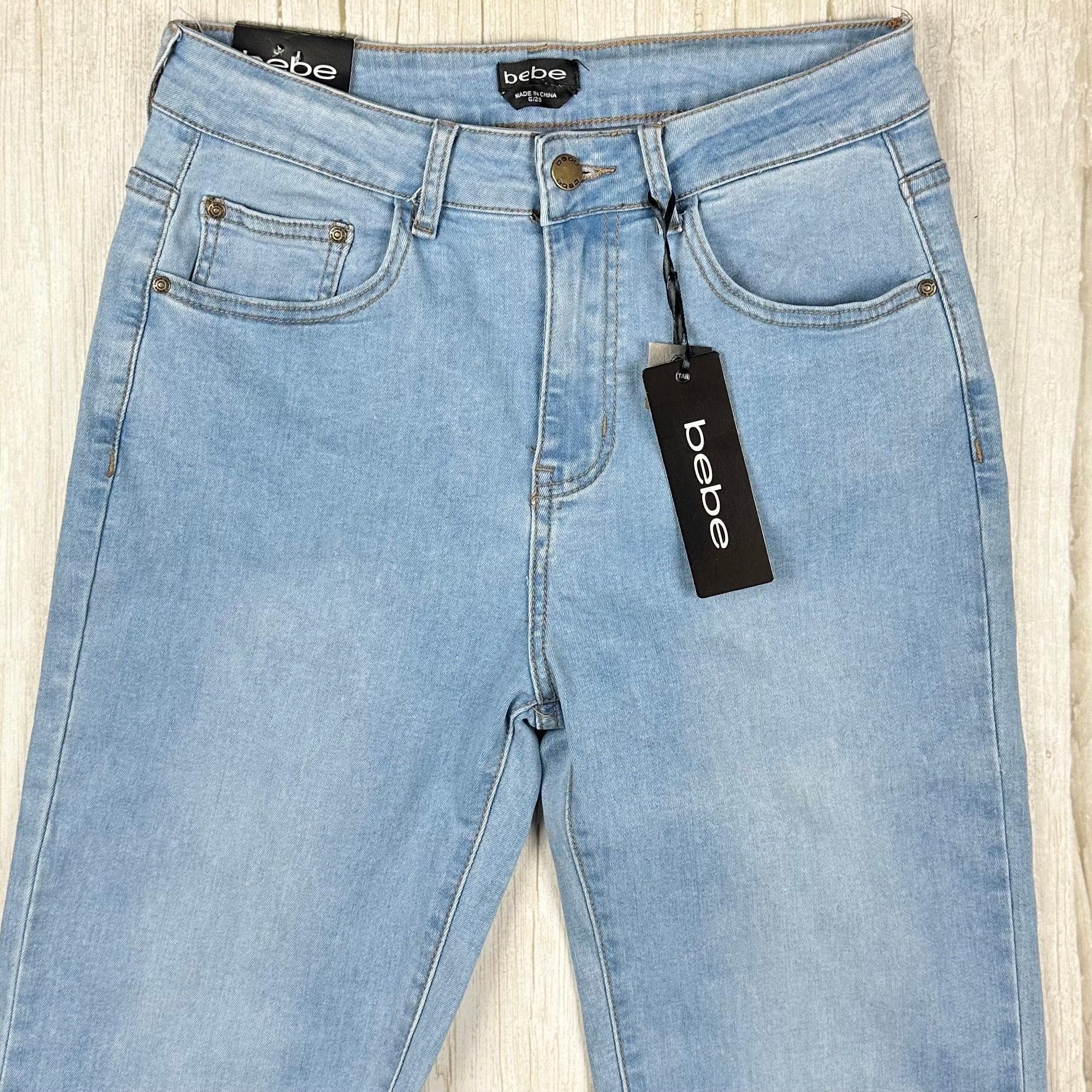 NWT- Bebe Womens Flare Leg Crystal Hem Jeans -Size 30 — photo 4 of 8
