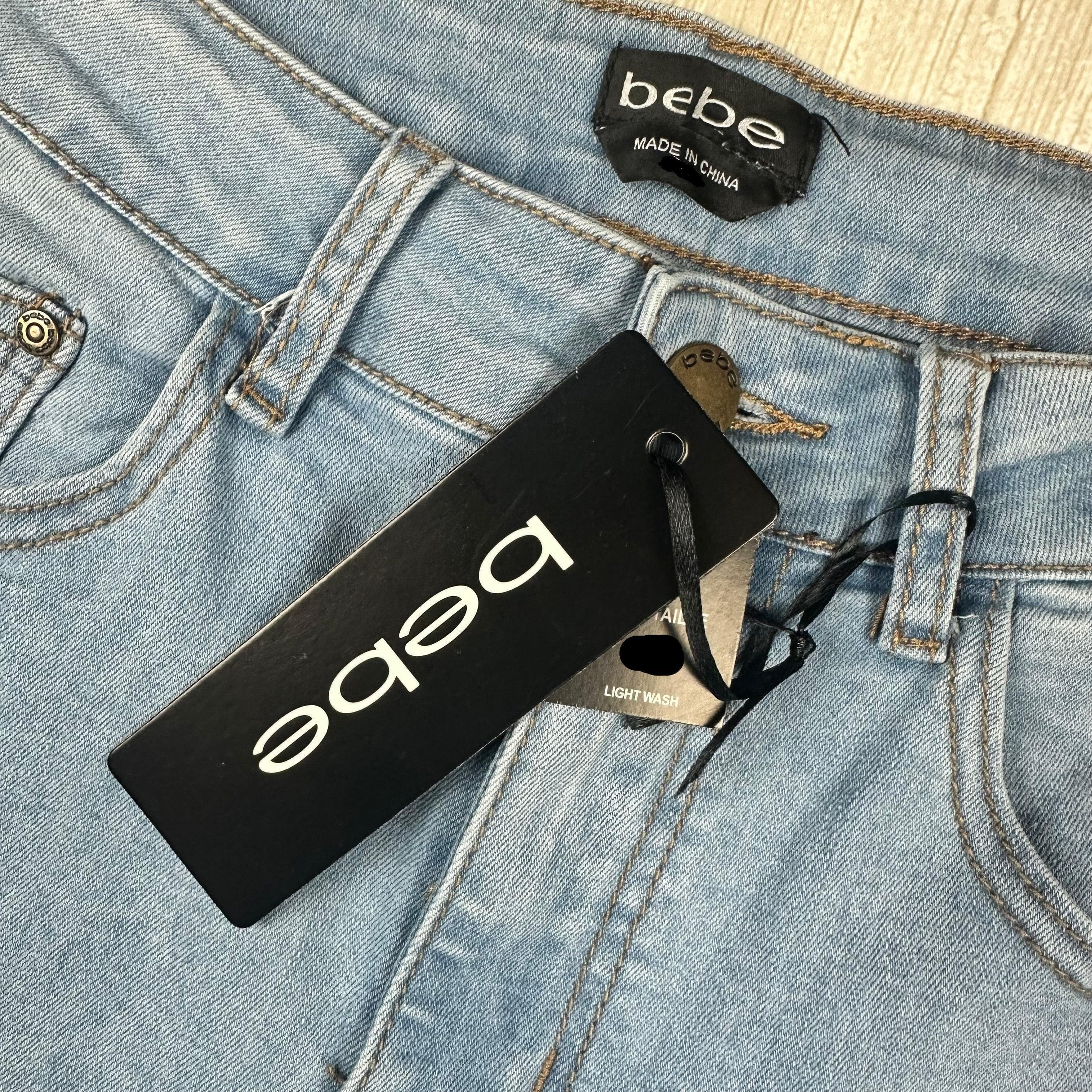 NWT- Bebe Womens Flare Leg Crystal Hem Jeans -Size 30 — photo 5 of 8