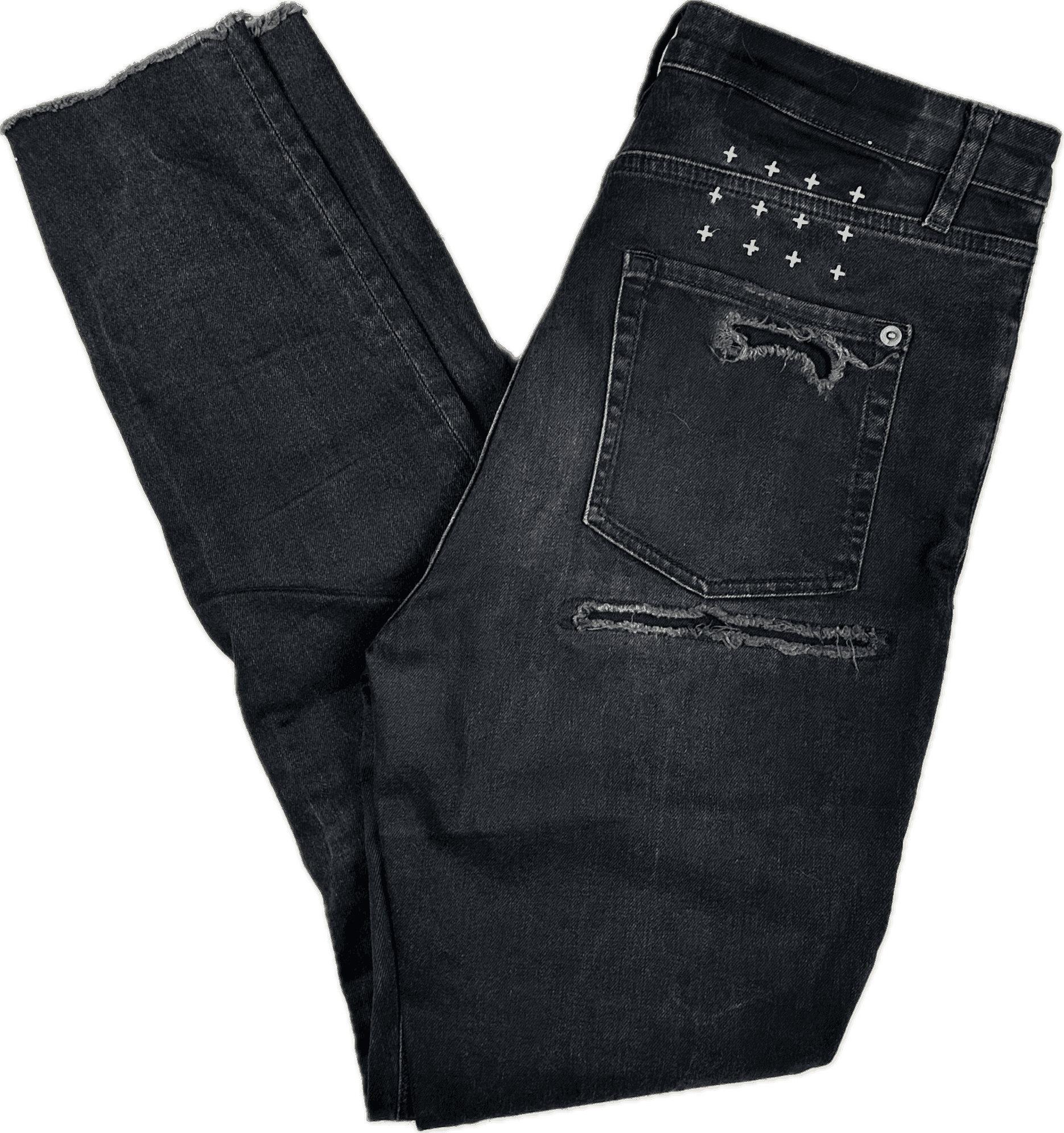 Ksubi High Rise Distressed Black Skinny Jeans - Size 28 — photo 1 of 6