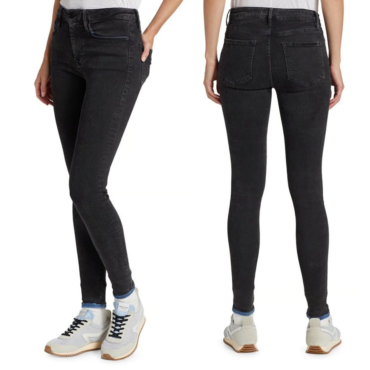 NWT- Frame Denim 'Le One' Mid Rise Black Jeans RRP $425 -Size 6/8 — photo 2 of 8