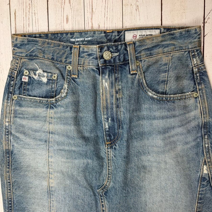 AG Adriano Goldschmied Distressed 'The Emery' Denim Skirt - Size 28 — photo 4 of 5