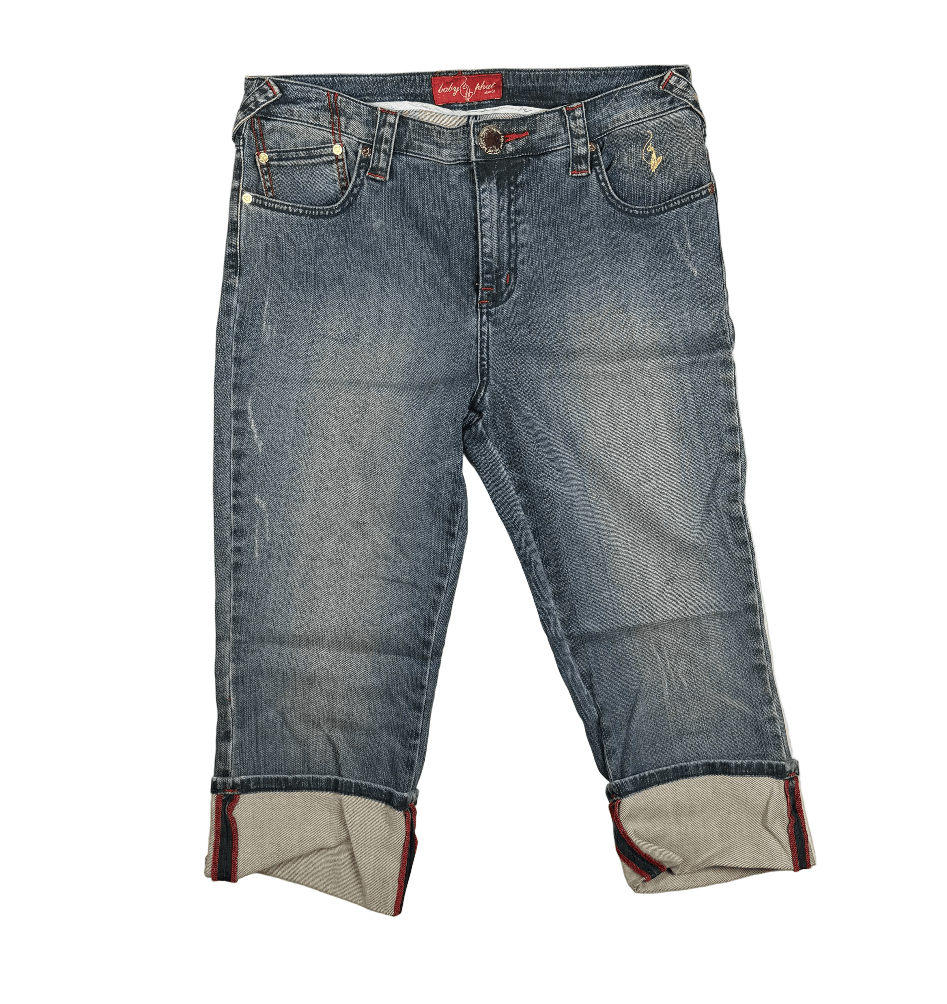 NEW- Baby Phat Cuffed Distressed Denim Capri- US Size 14 or 16/18 AU — photo 7 of 7