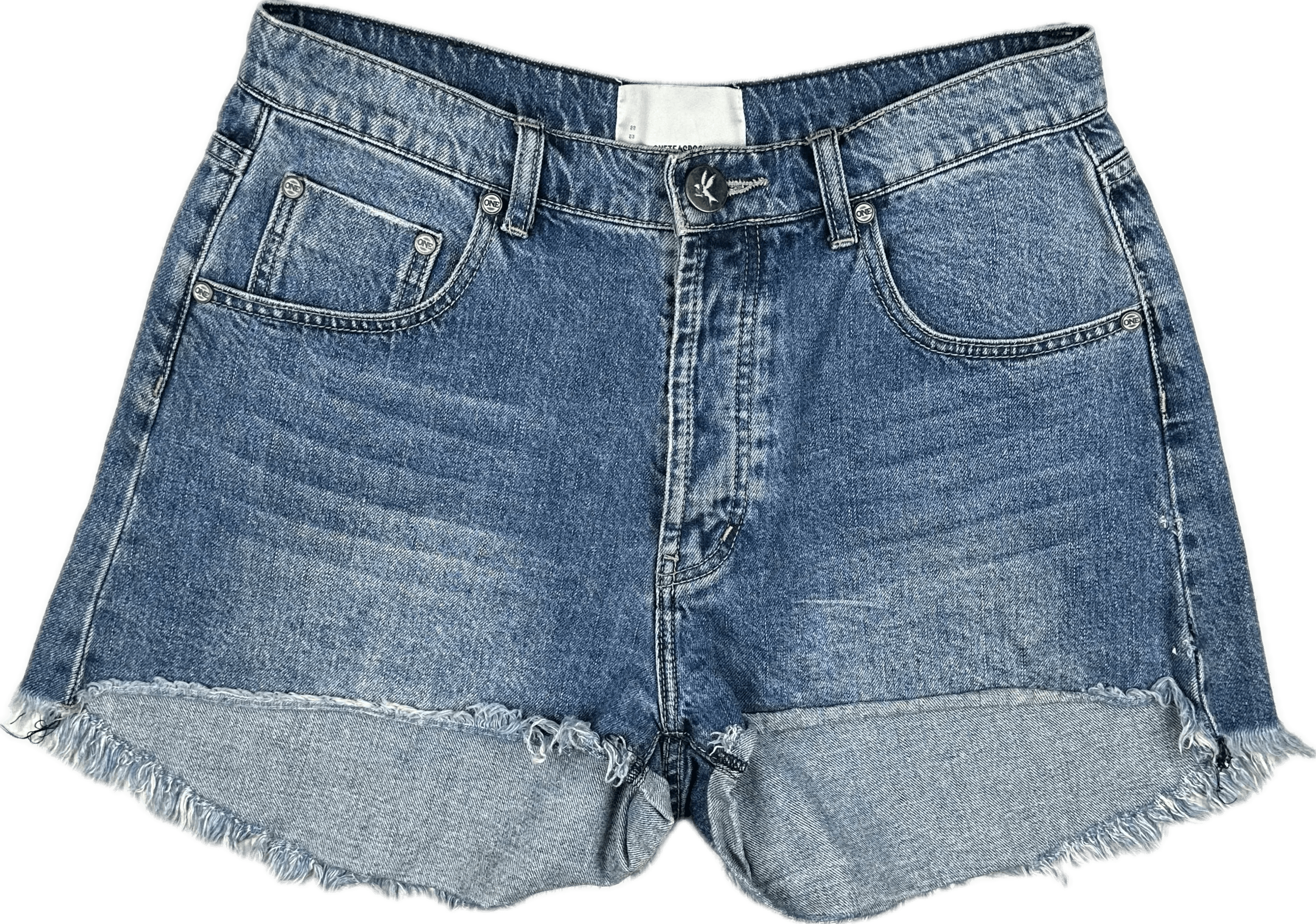 One Teaspoon 'Bandits' Mid Waist Rolled Cuff Denim Shorts - Size 28" — photo 1 of 5