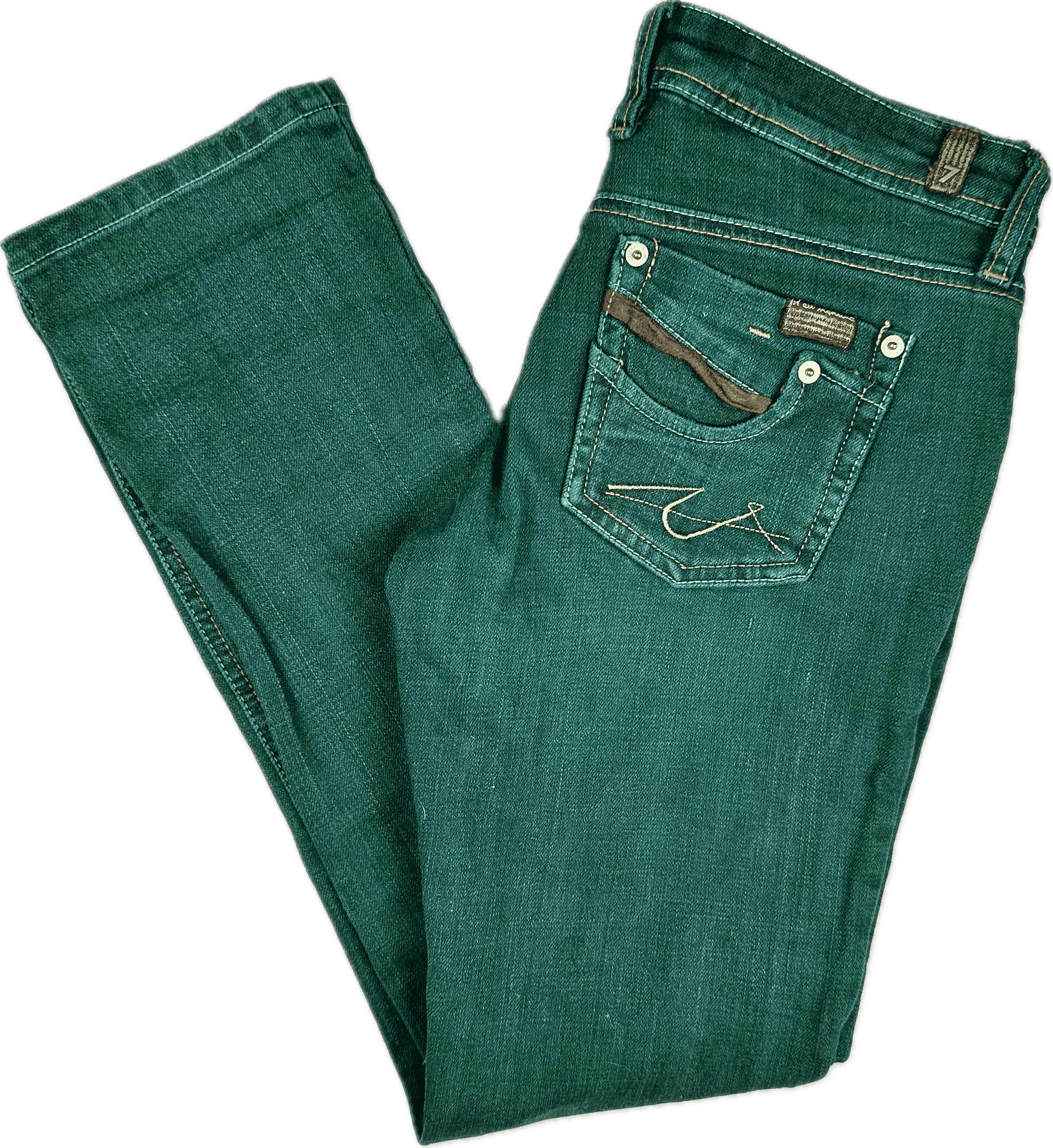 7 for all Mankind Green Garment Dyed Low Rise Y2K Jeans -Size 29 — photo 1 of 7