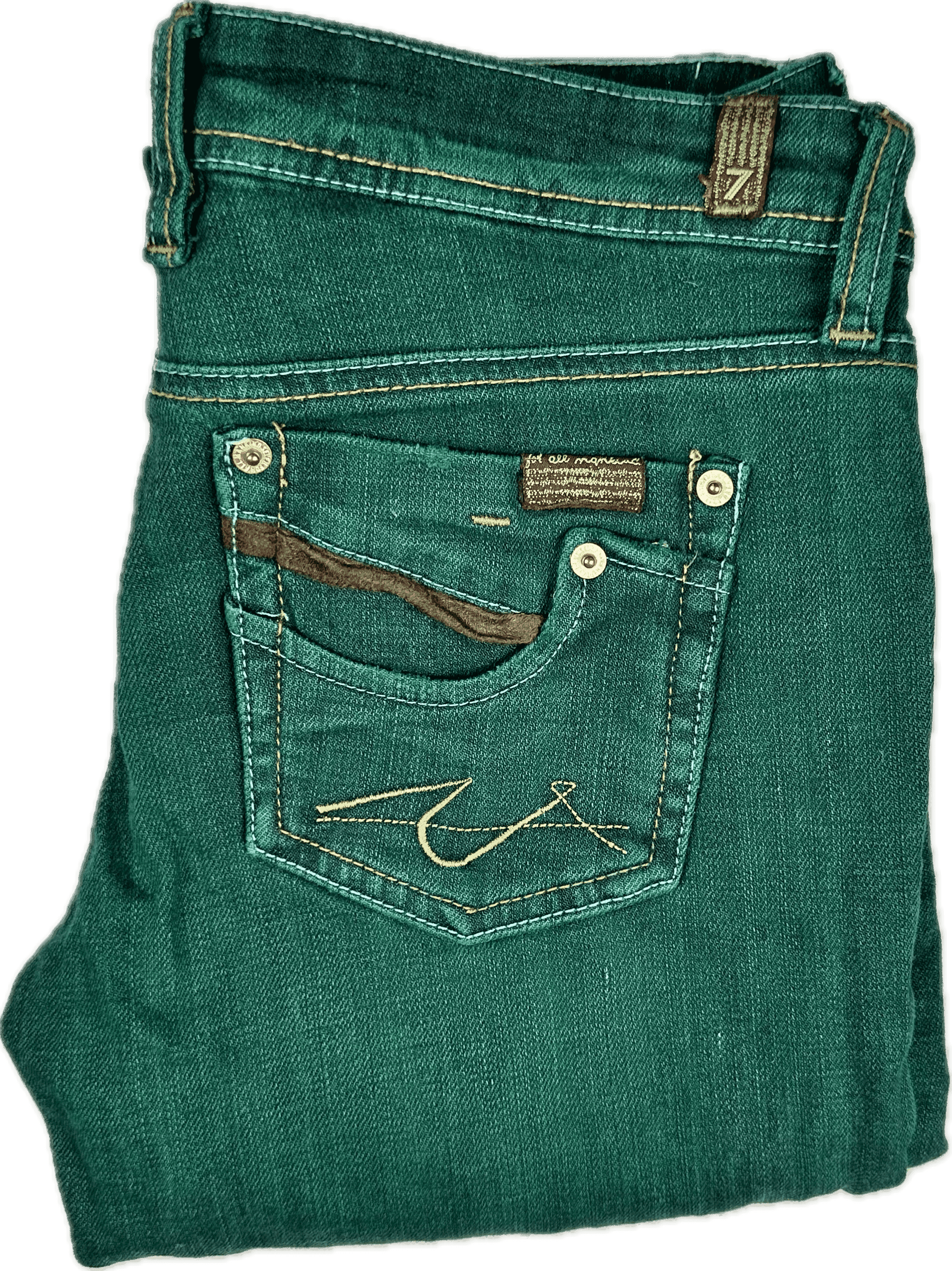 7 for all Mankind Green Garment Dyed Low Rise Y2K Jeans -Size 29 — photo 2 of 7