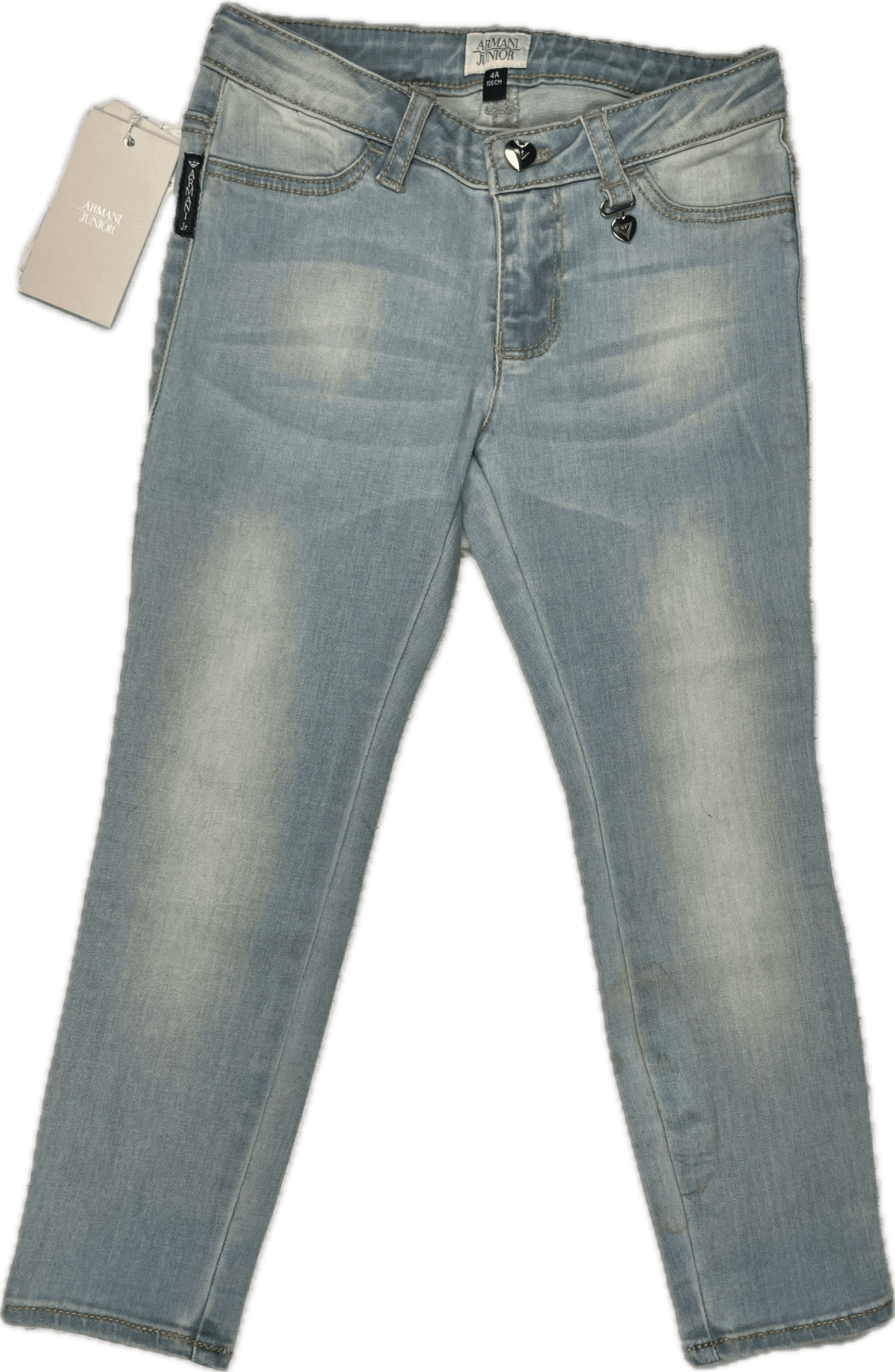 NWT - Armani Junior Girls Heart Button Skinny Jeans - Size 4 — photo 1 of 8