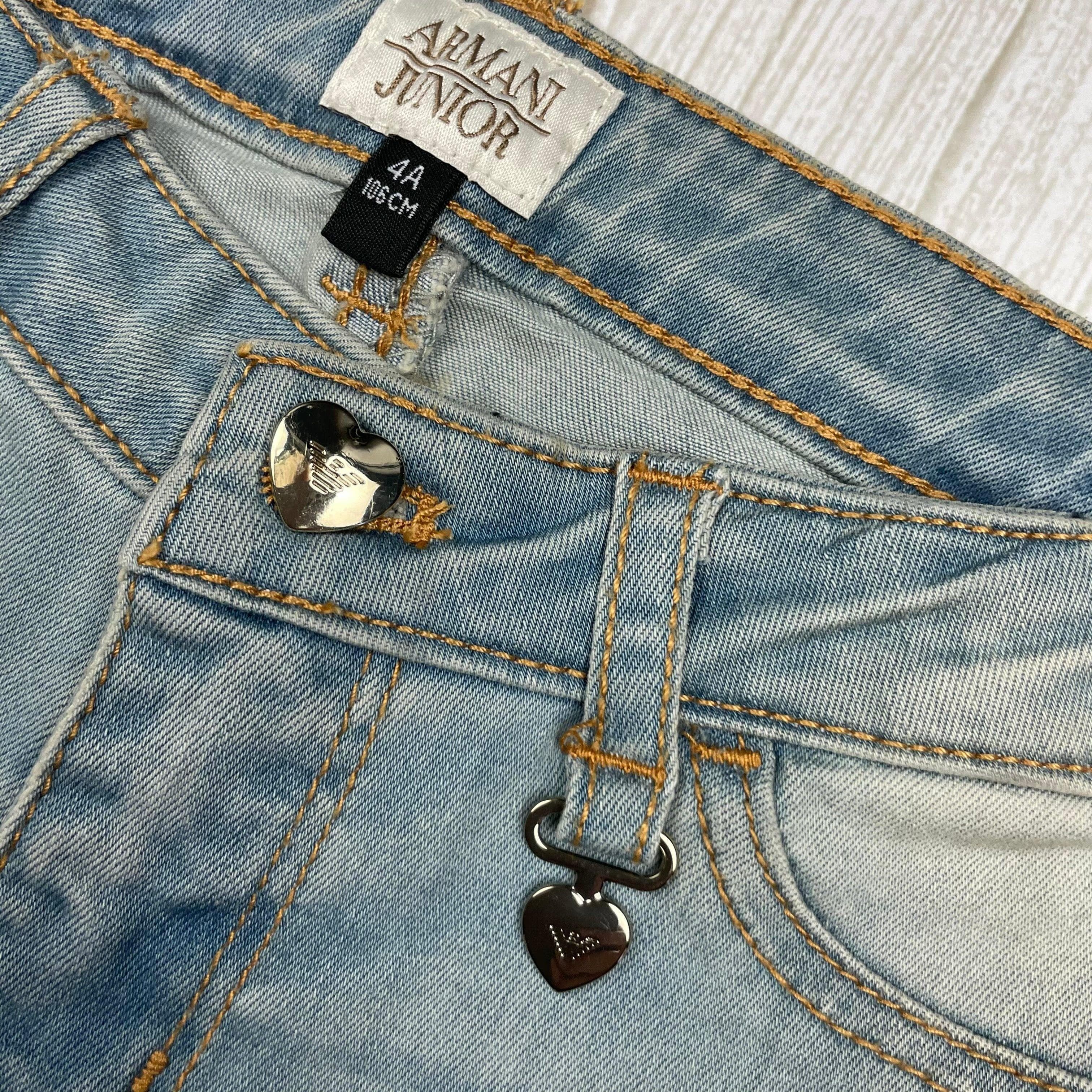NWT - Armani Junior Girls Heart Button Skinny Jeans - Size 4 — photo 3 of 8
