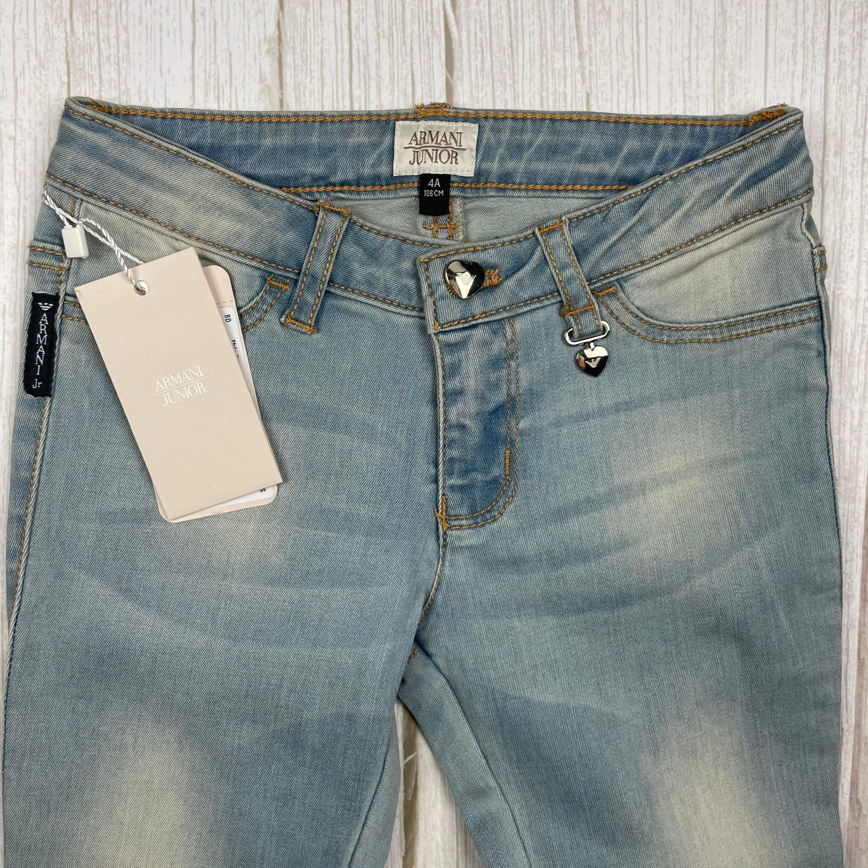 NWT - Armani Junior Girls Heart Button Skinny Jeans - Size 4 — photo 6 of 8
