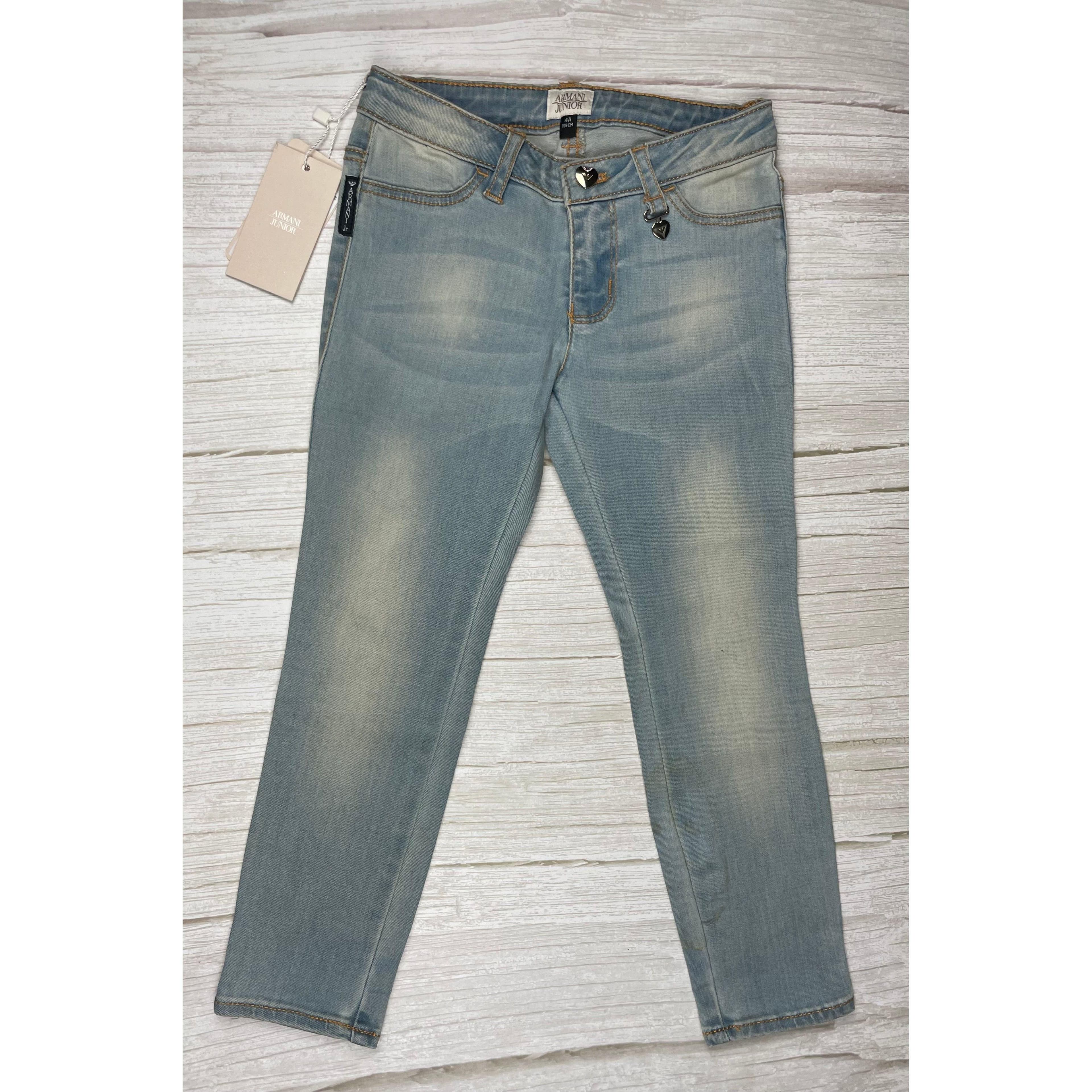 NWT - Armani Junior Girls Heart Button Skinny Jeans - Size 4 — photo 7 of 8