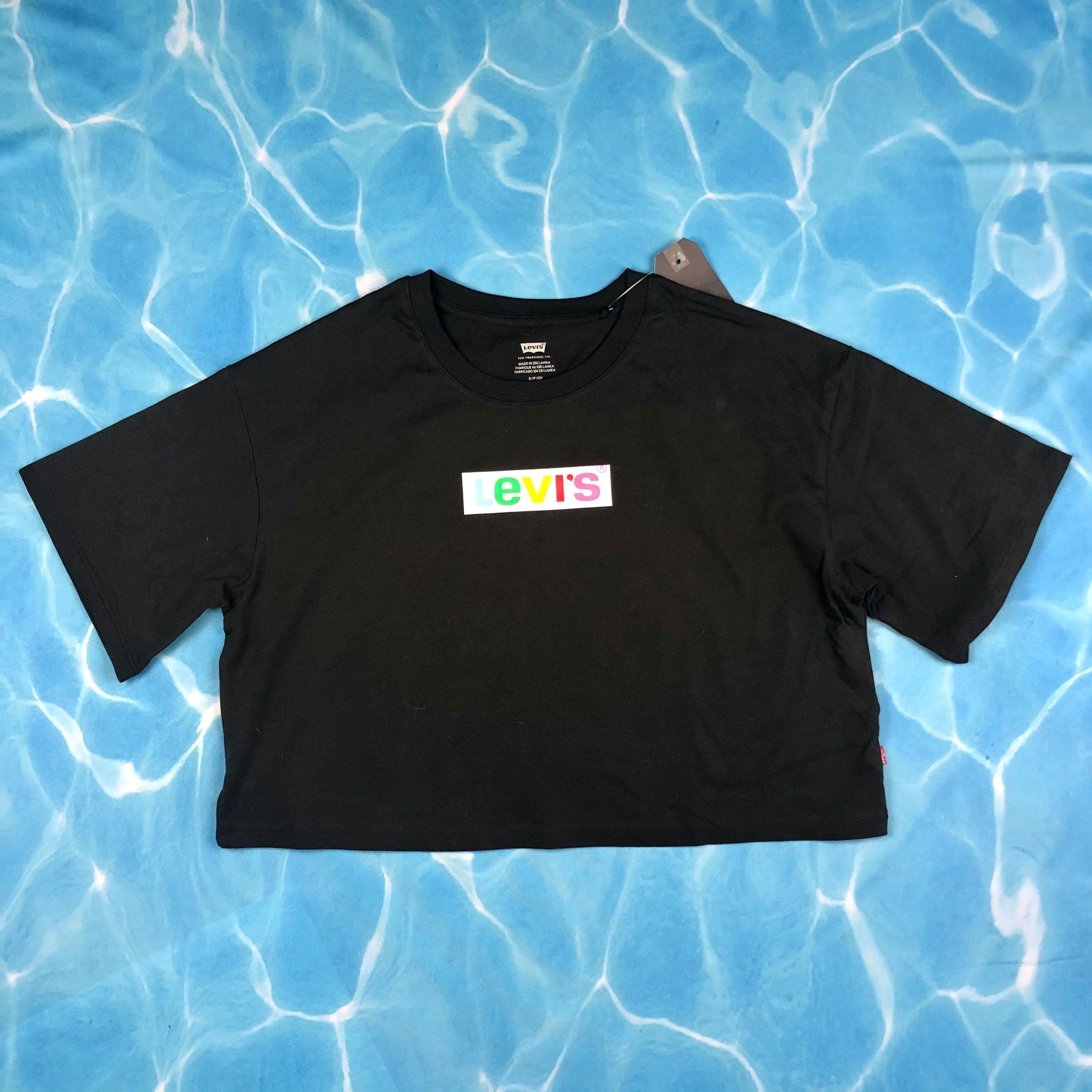NWT- Levis Vintage Fit Crop Black Rainbow Logo T Shirt - Size S — photo 1 of 3