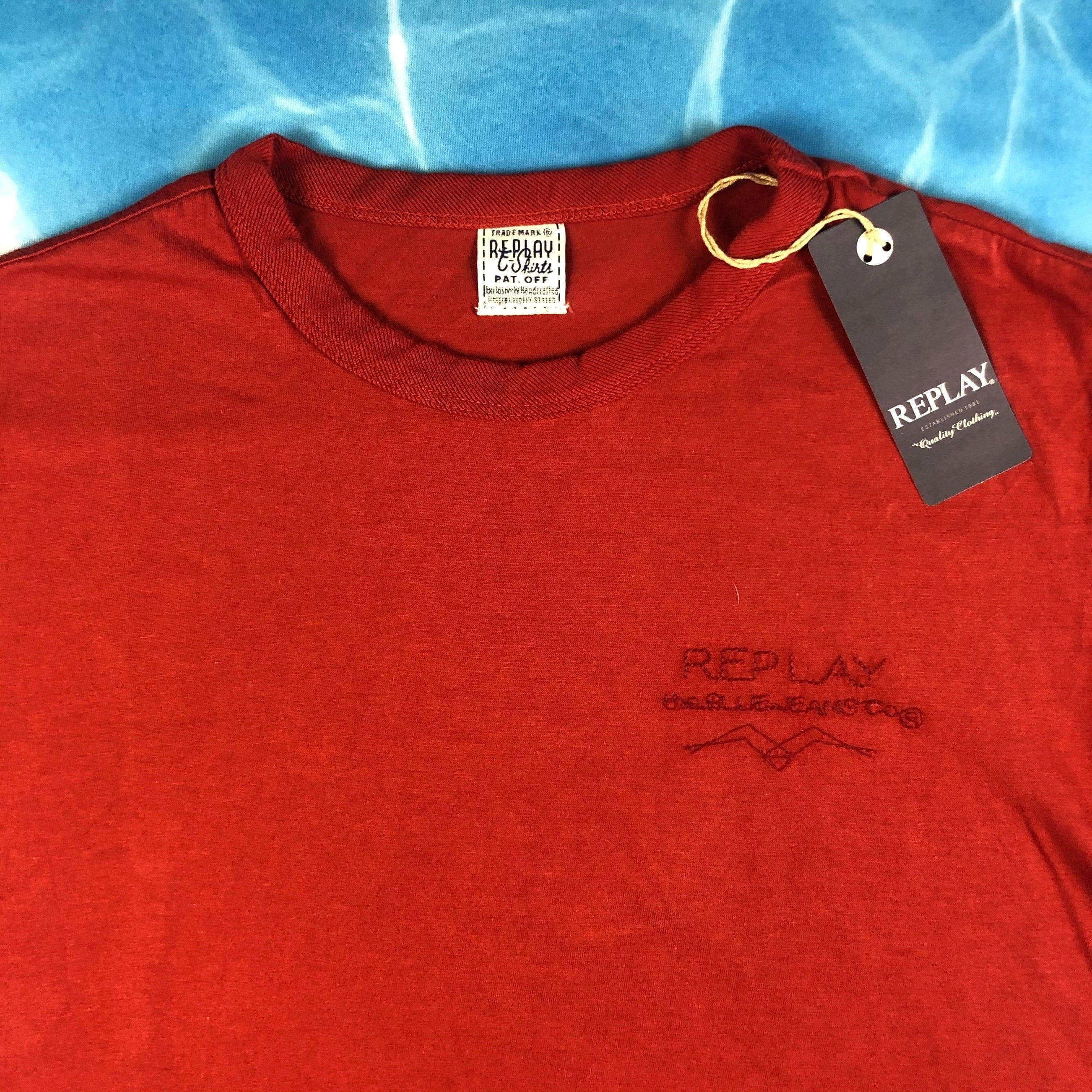 NEW - Replay Jeans Crew Neck Rust Red Emb. Logo T Shirt - Size S — photo 3 of 4