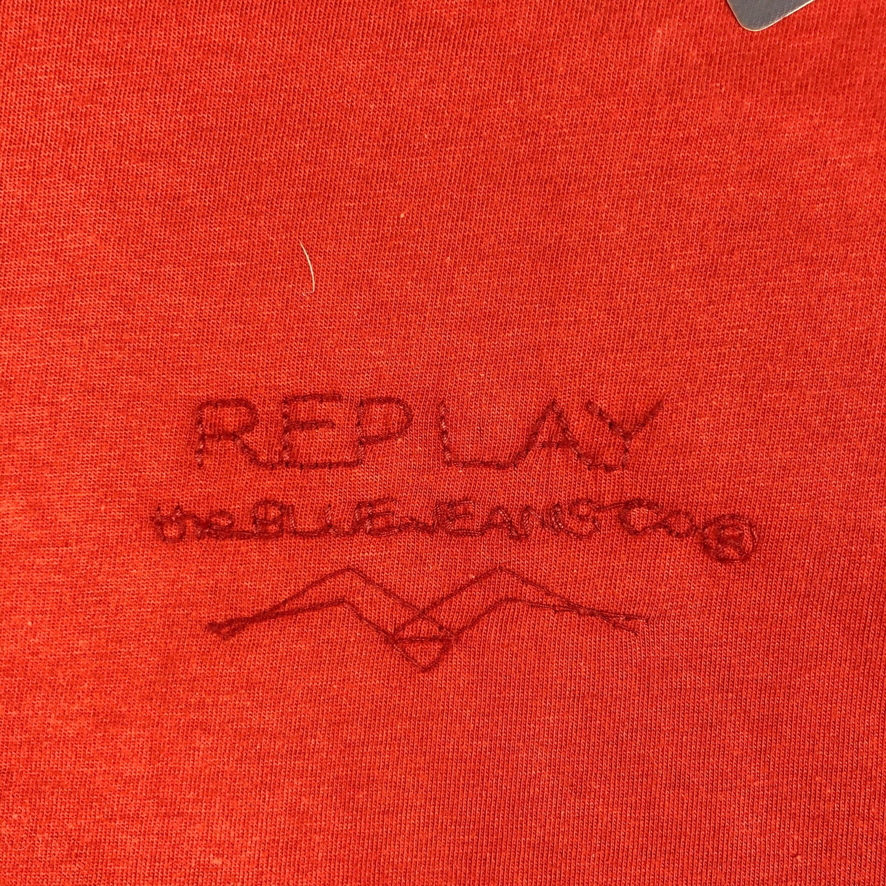NEW - Replay Jeans Crew Neck Rust Red Emb. Logo T Shirt - Size S — photo 4 of 4