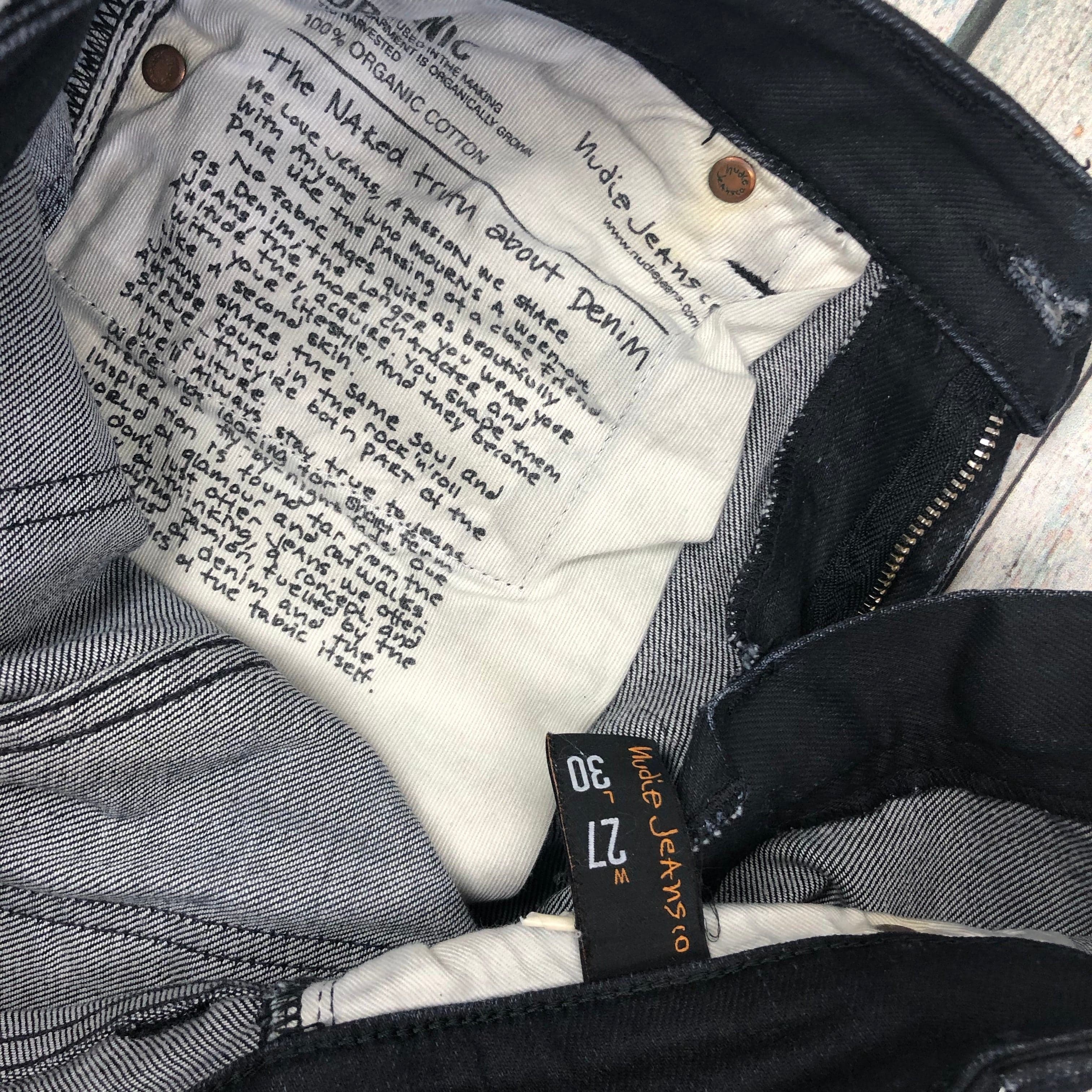 Nudie Jeans Co. Dry Black Coated Organic Cotton Jeans - Size 27/30 — photo 6 of 8