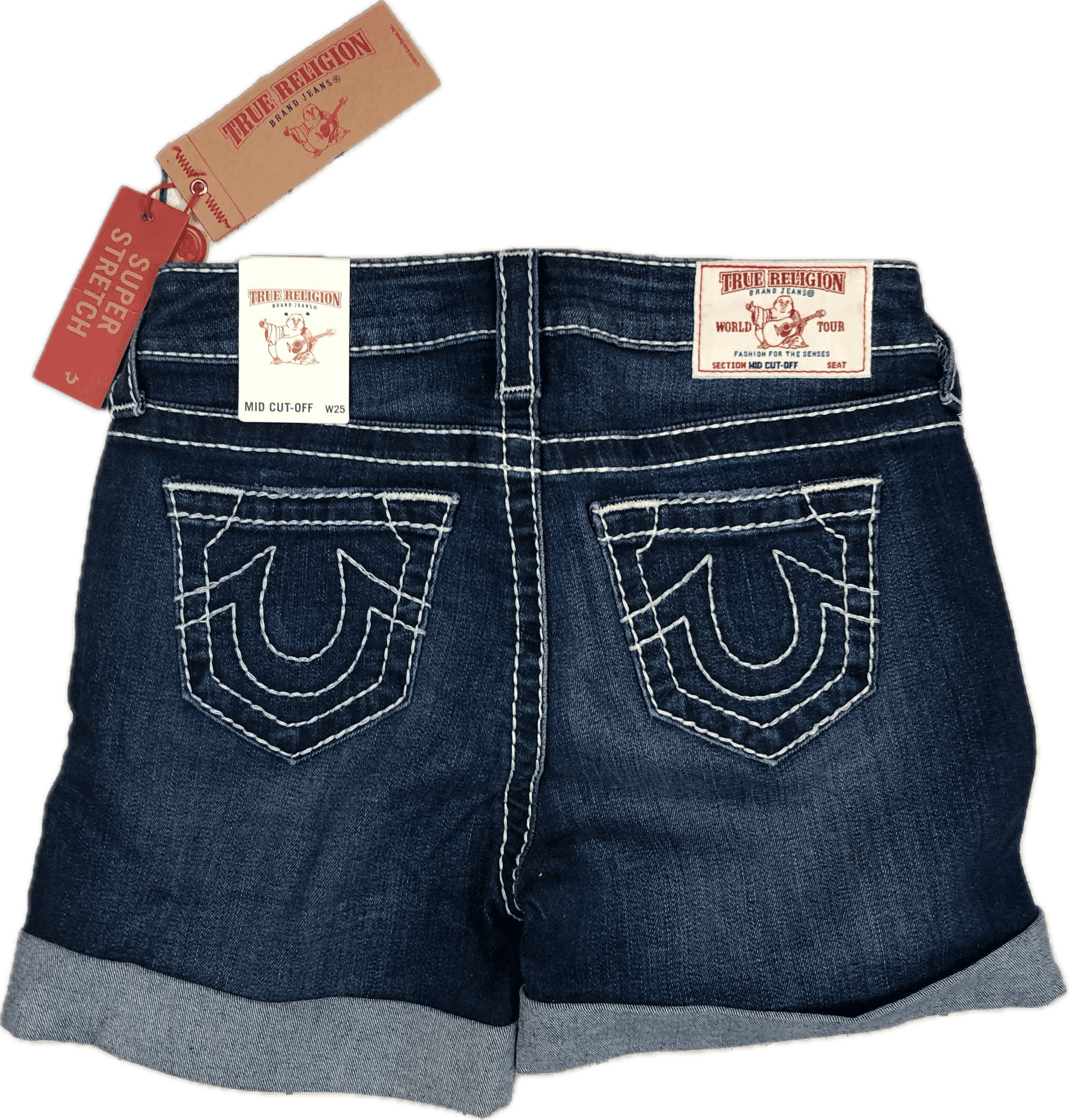 NWT - True Religion 'Big T' Mid Cut-Off Jean Shorts RRP $335- Size 25 — photo 2 of 6