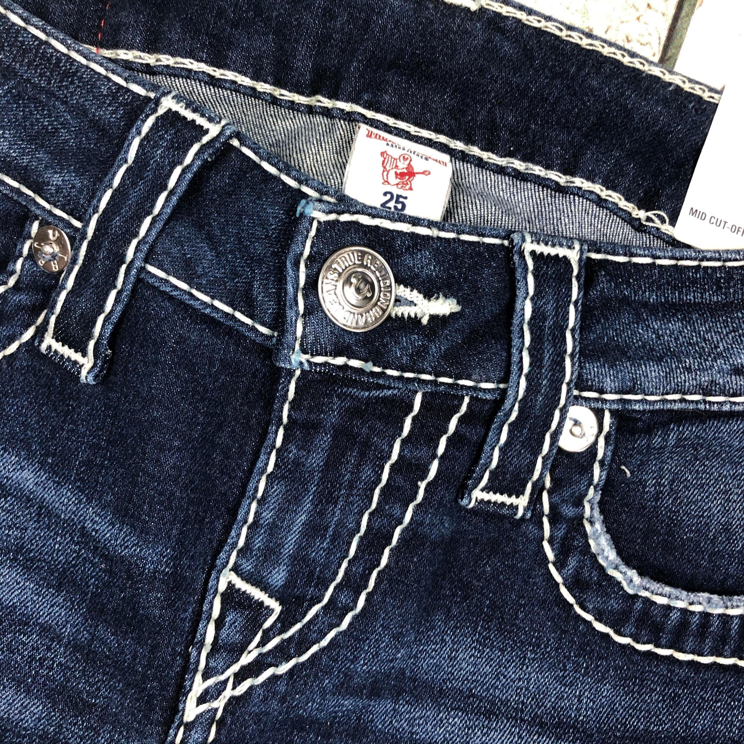 NWT - True Religion 'Big T' Mid Cut-Off Jean Shorts RRP $335- Size 25 — photo 4 of 6