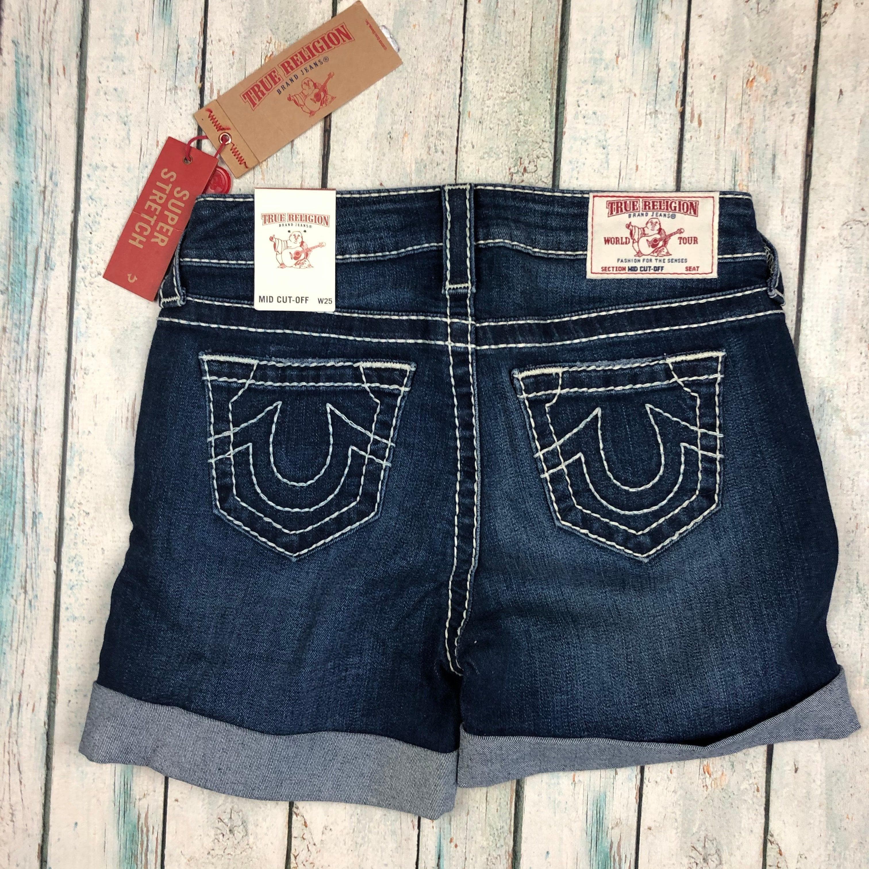 NWT - True Religion 'Big T' Mid Cut-Off Jean Shorts RRP $335- Size 25 — photo 5 of 6