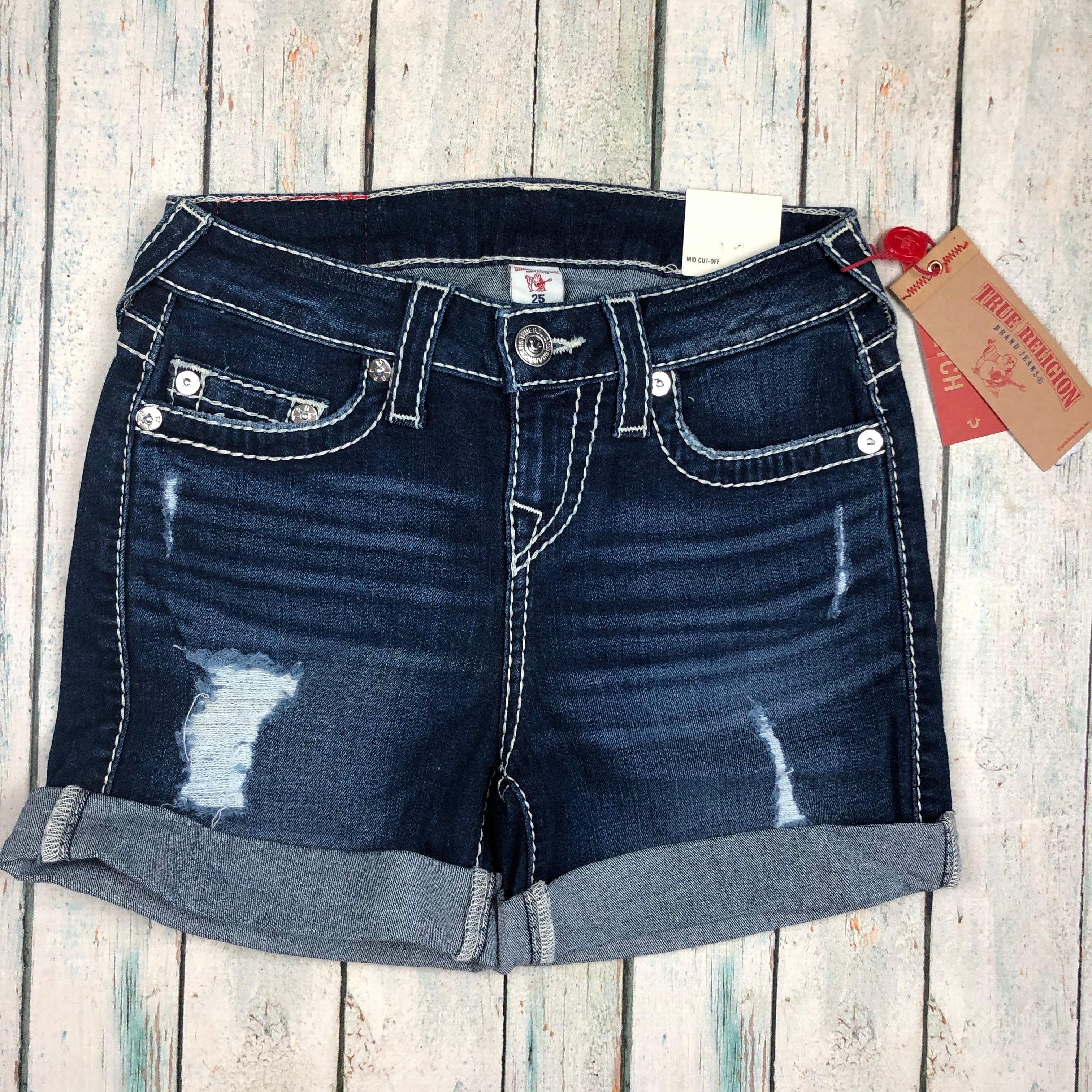NWT - True Religion 'Big T' Mid Cut-Off Jean Shorts RRP $335- Size 25 — photo 6 of 6