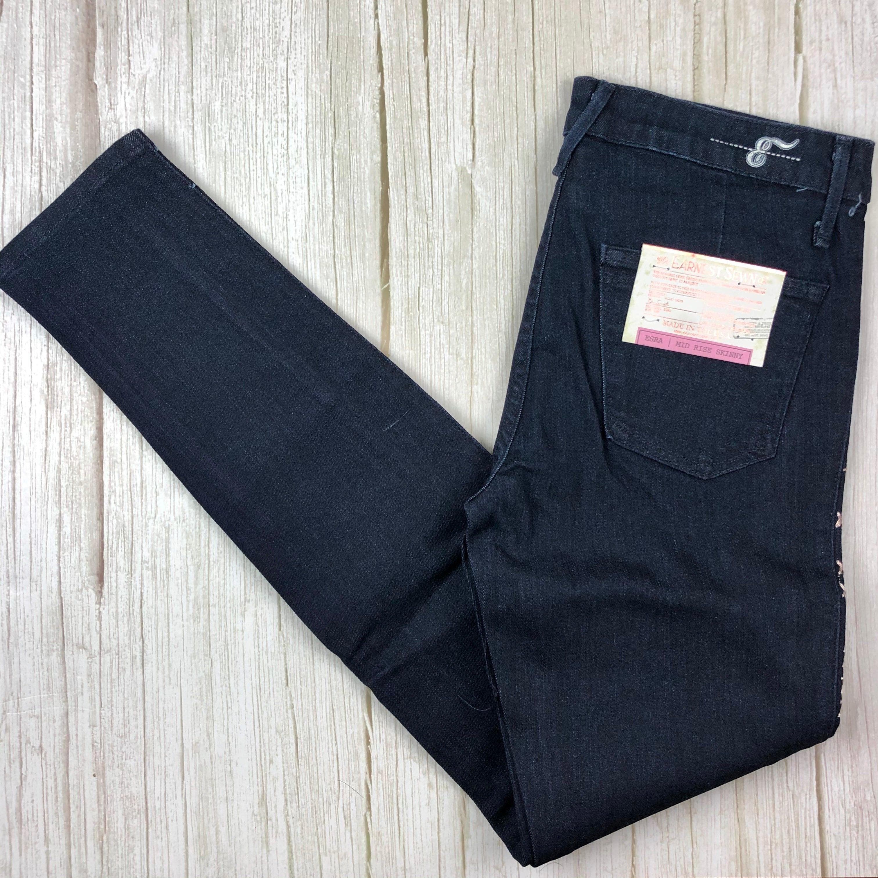 NWT- Earnest Sewn Rose Gold Cross Stitch "ESRA" Skinny Jeans - Size 27 — photo 3 of 7