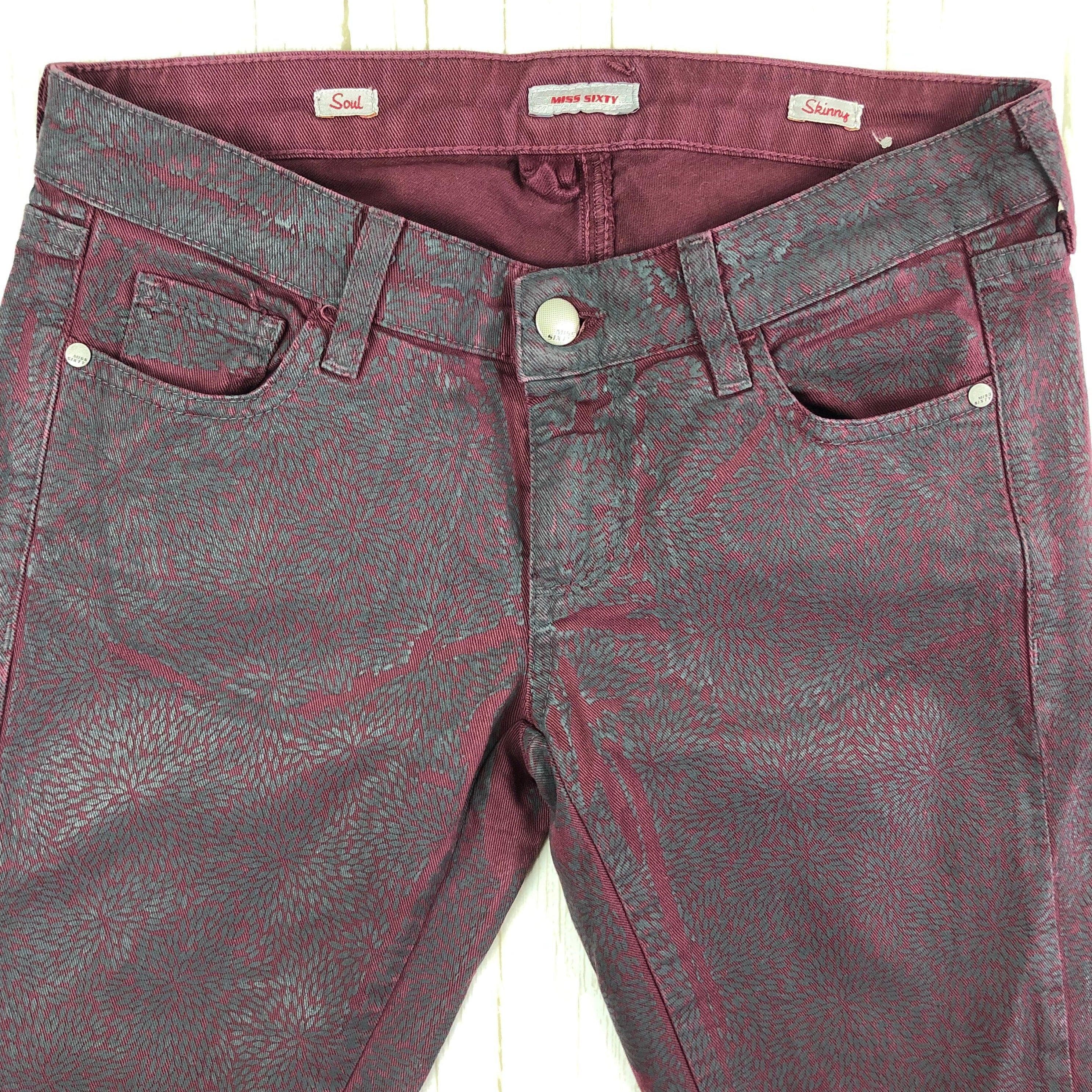 Miss Sixty 'Soul' Low Rise Skinny Coated Burgundy Jeans -Size 26 — photo 3 of 8