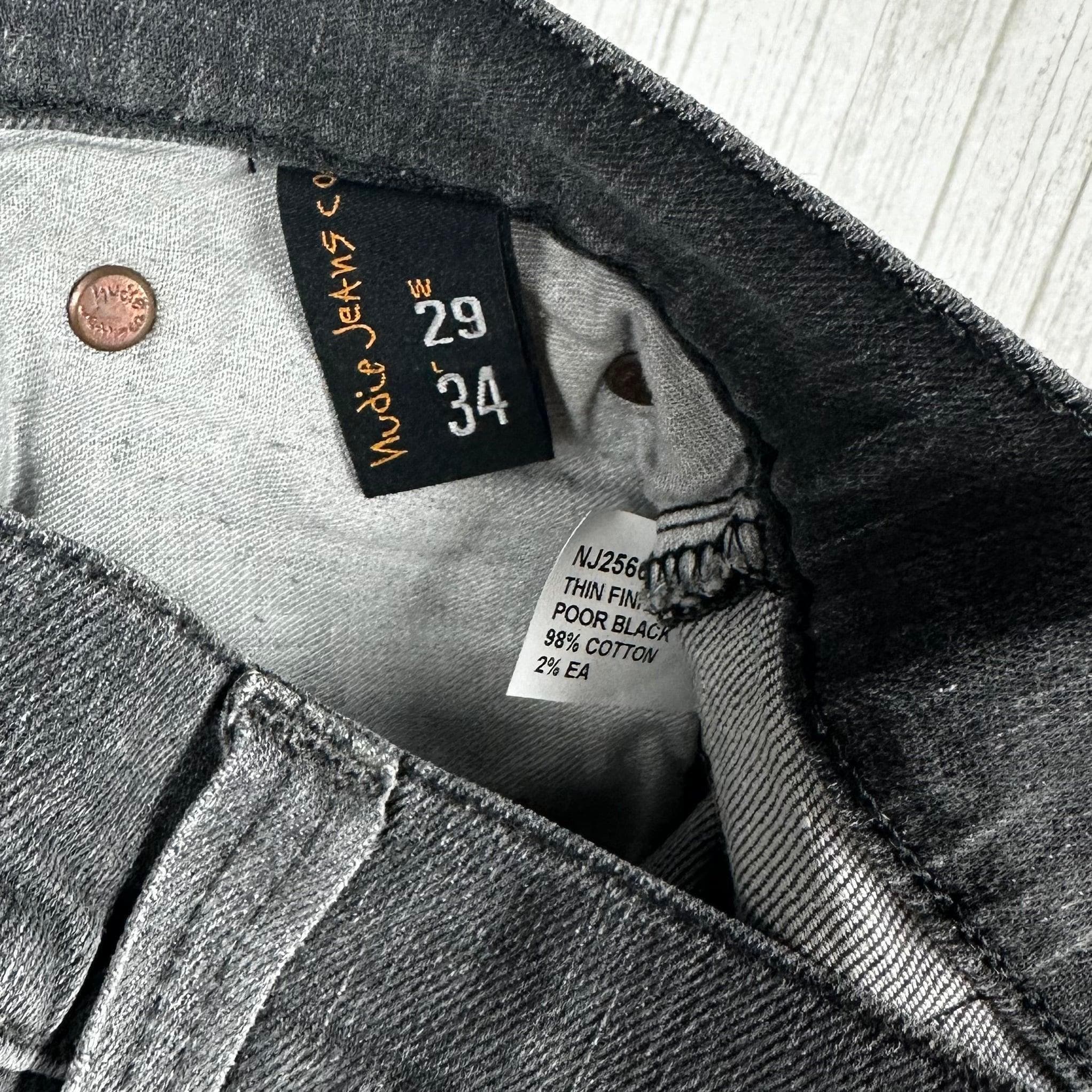 NWT-Nudie Jeans Co. 'Thin Finn' Grey Poor Black Jeans - Size 29/34 — photo 7 of 7