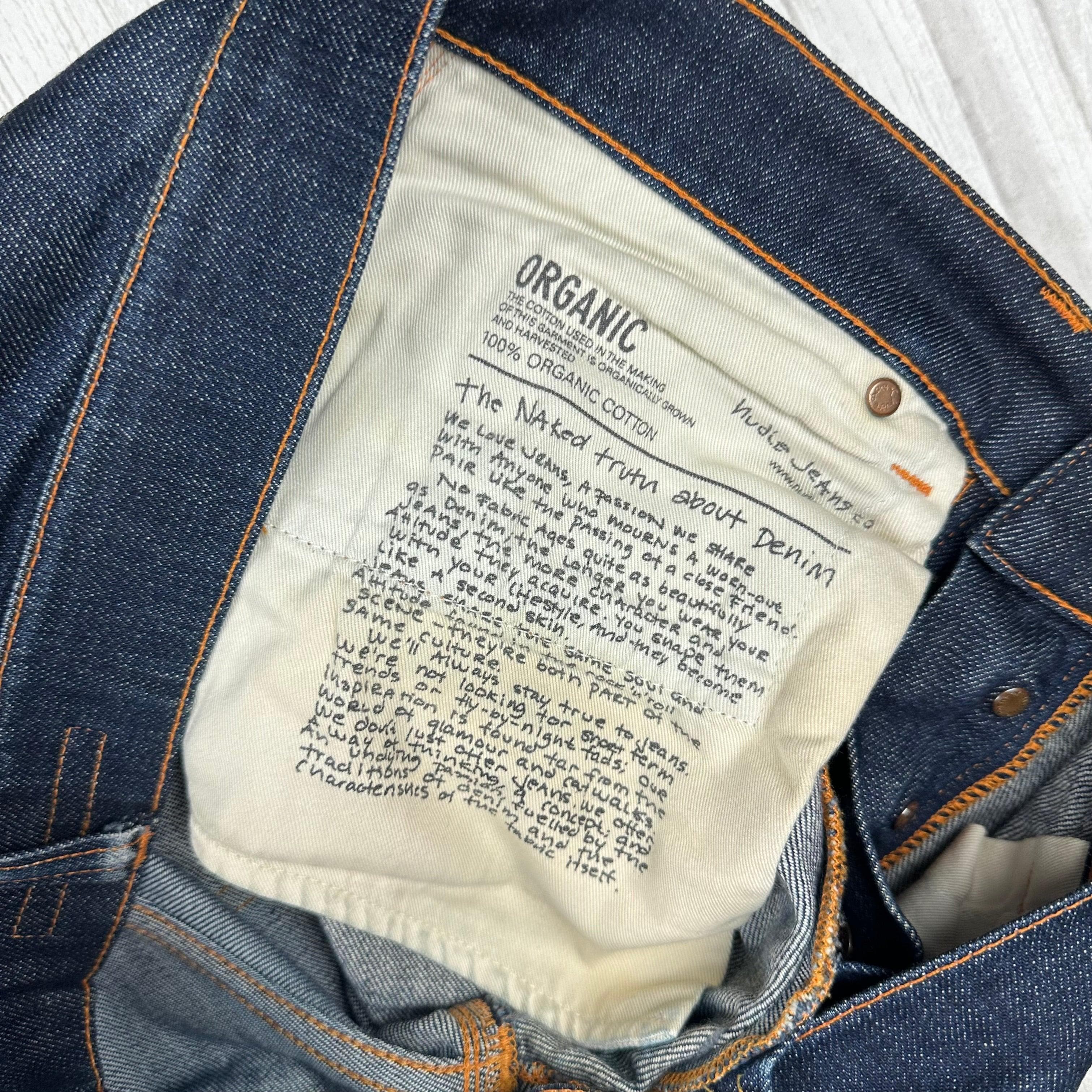 Nudie 'Tilted Tor' Dry Pure Navy Wash Stretch Jeans- Size 34/32 — photo 7 of 8