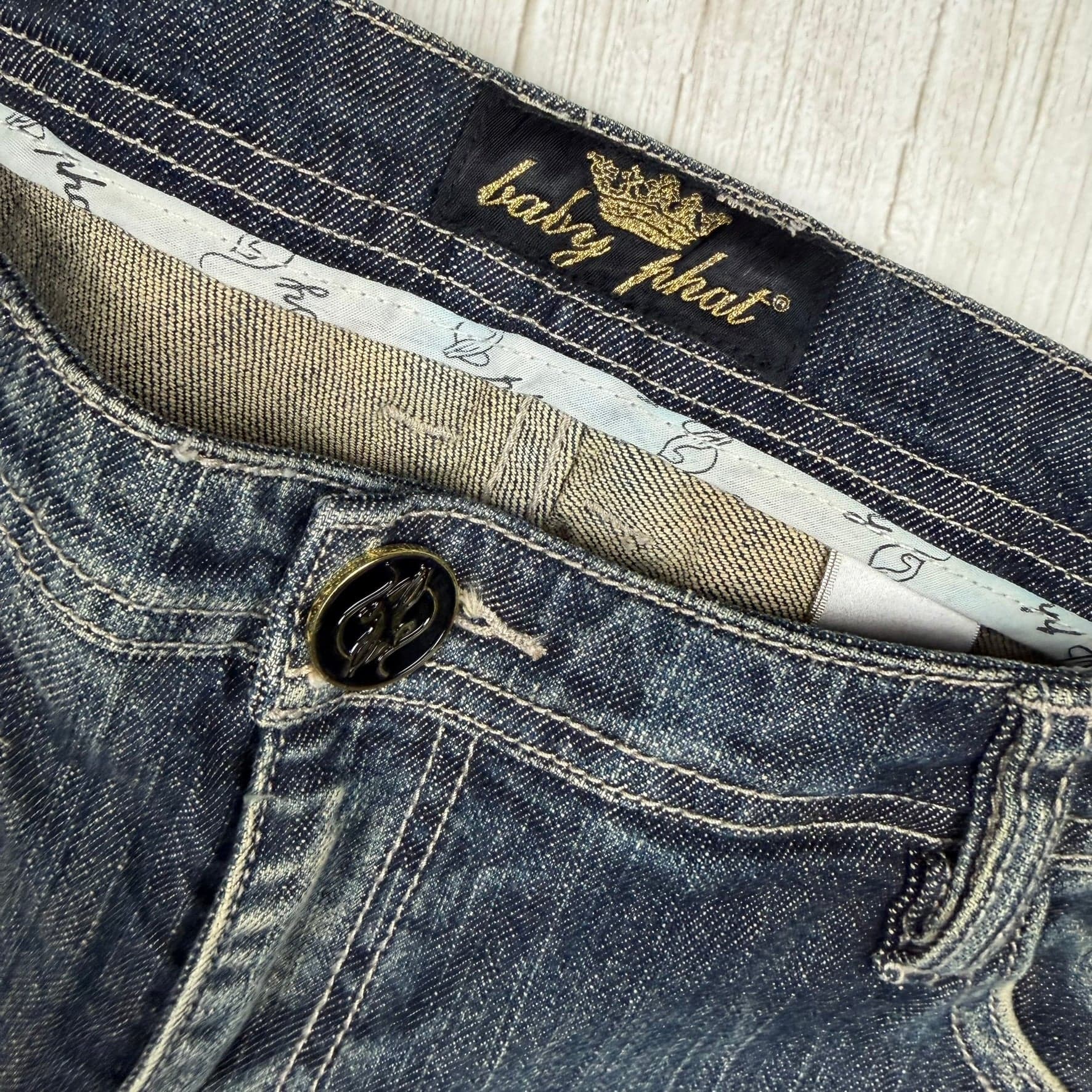 NEW- Baby Phat Distressed Denim Straight Leg Jeans- US Size 18 — photo 5 of 8