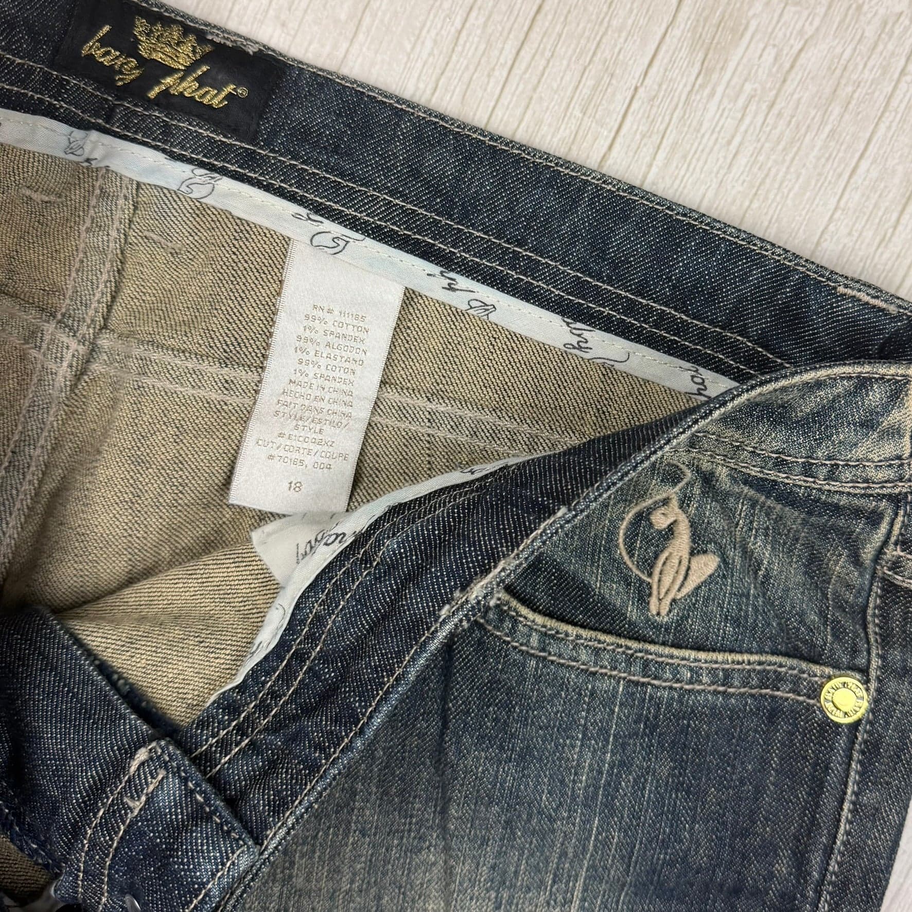NEW- Baby Phat Distressed Denim Straight Leg Jeans- US Size 18 — photo 6 of 8