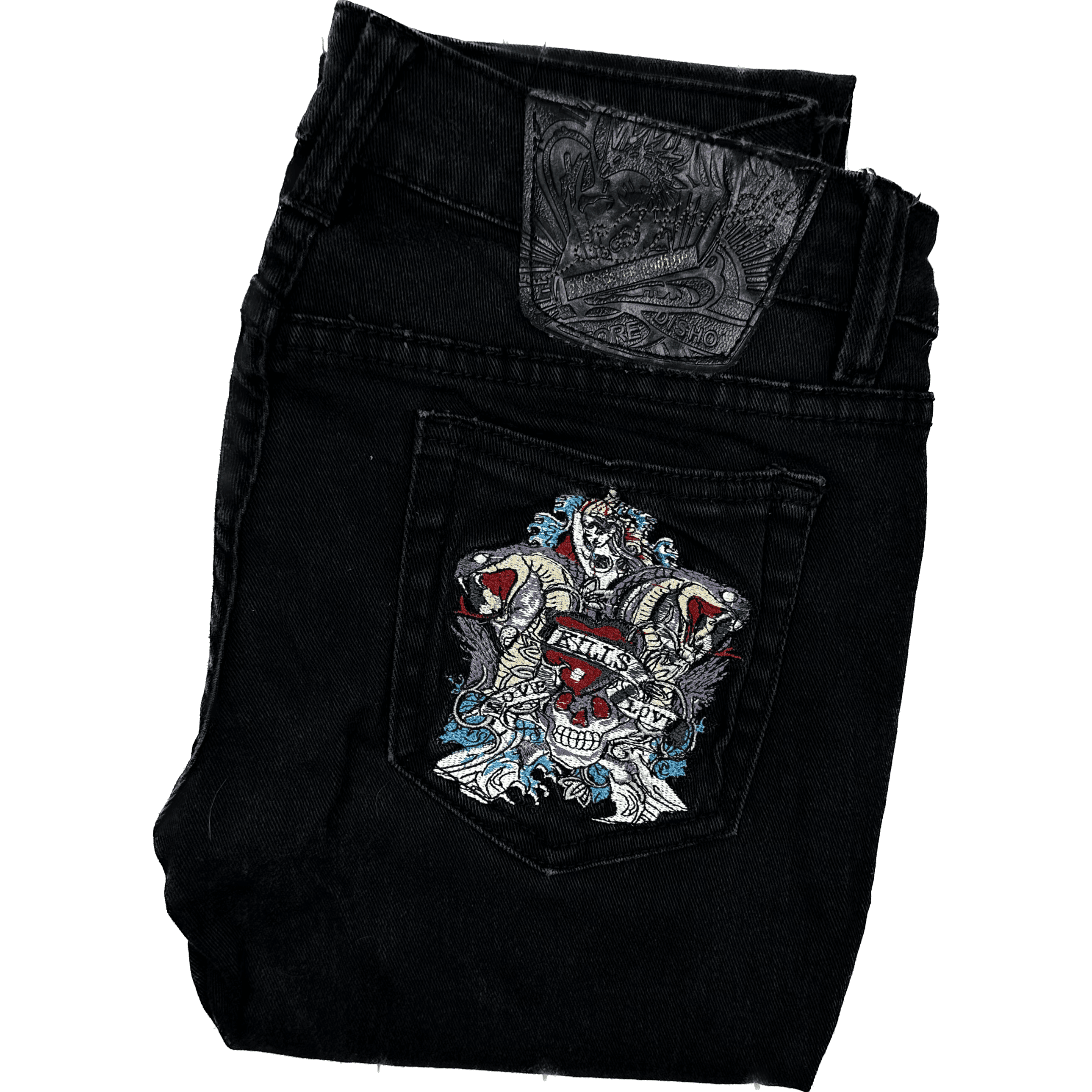 Ed Hardy 'Love Kills' Embroidered Tattoo Ladies Denim Jeans - Size 28 — photo 2 of 6