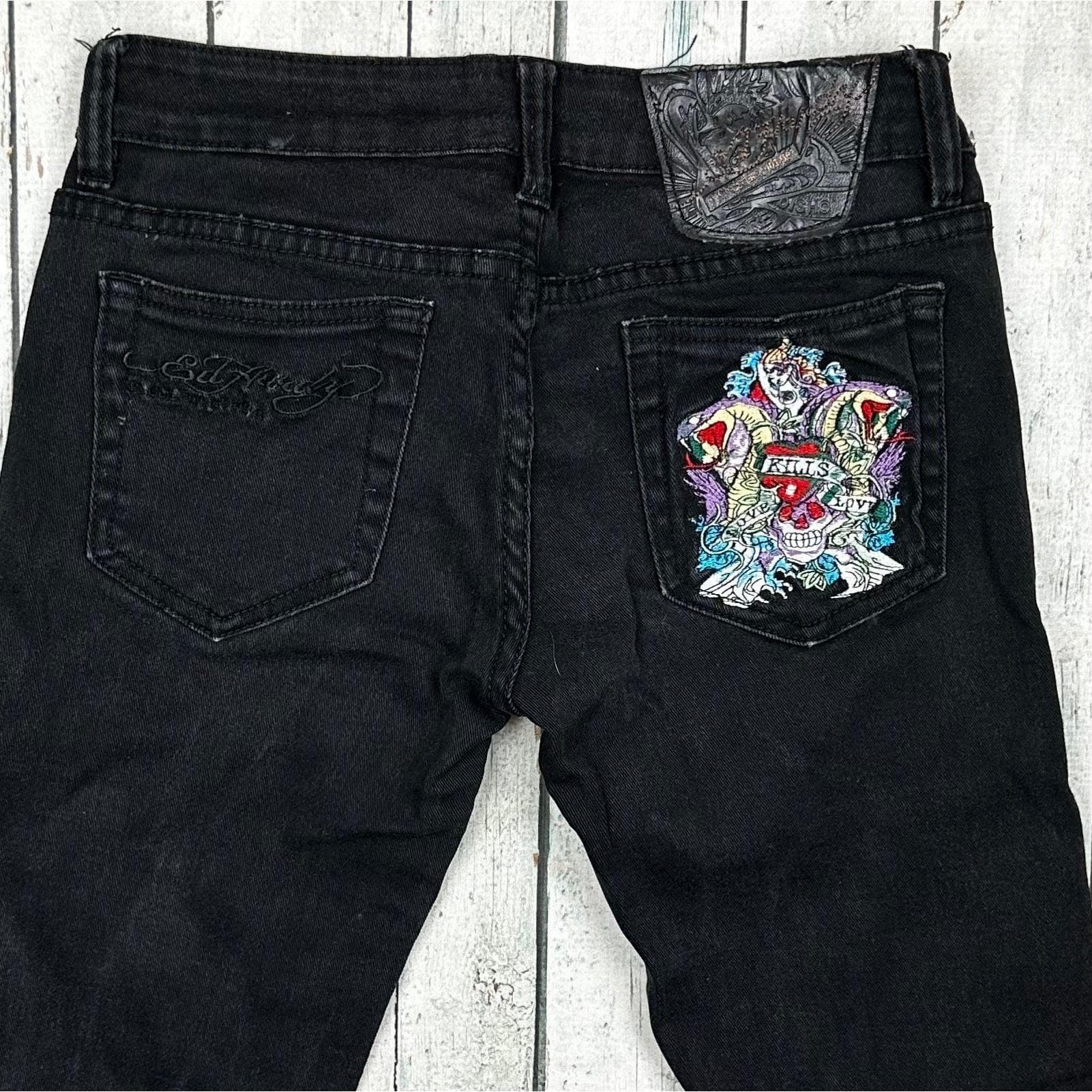 Ed Hardy 'Love Kills' Embroidered Tattoo Ladies Denim Jeans - Size 28 — photo 4 of 6