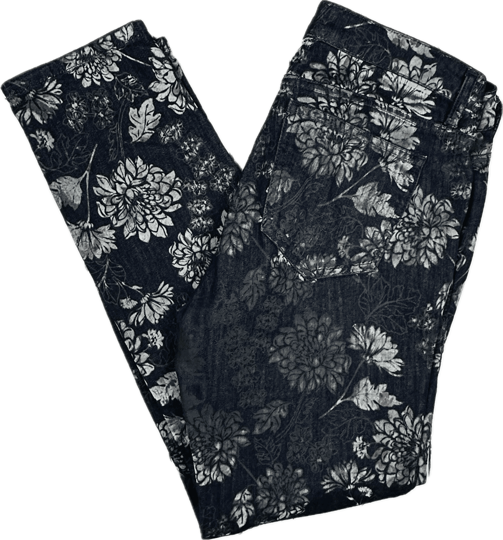Desigual Blue Floral Skinny Mid Rise Jeans - Size 33 — photo 1 of 8