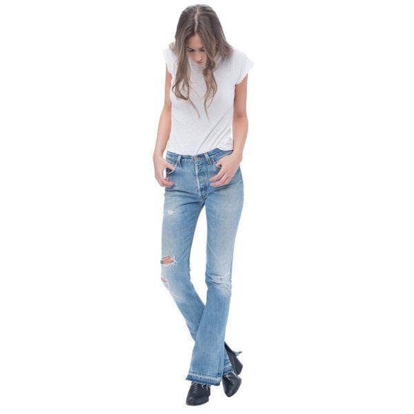 RE/DONE Distressed 'The Elsa' Mid Rise Kick Flare Jeans -Size 27 — photo 1 of 9
