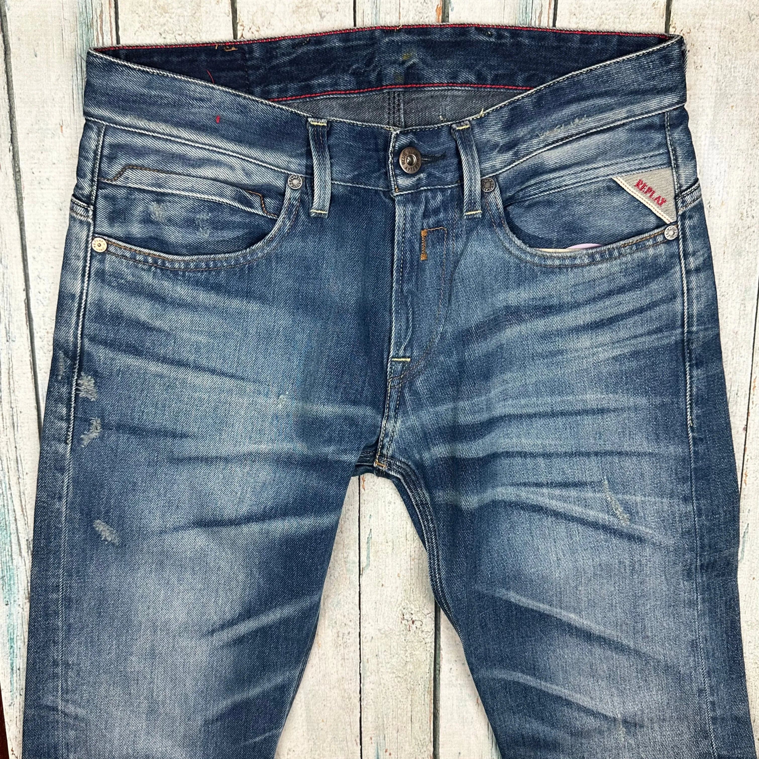 Replay Italy Mens Slim Fit Distress Jeans- Size 30/34 — photo 3 of 7