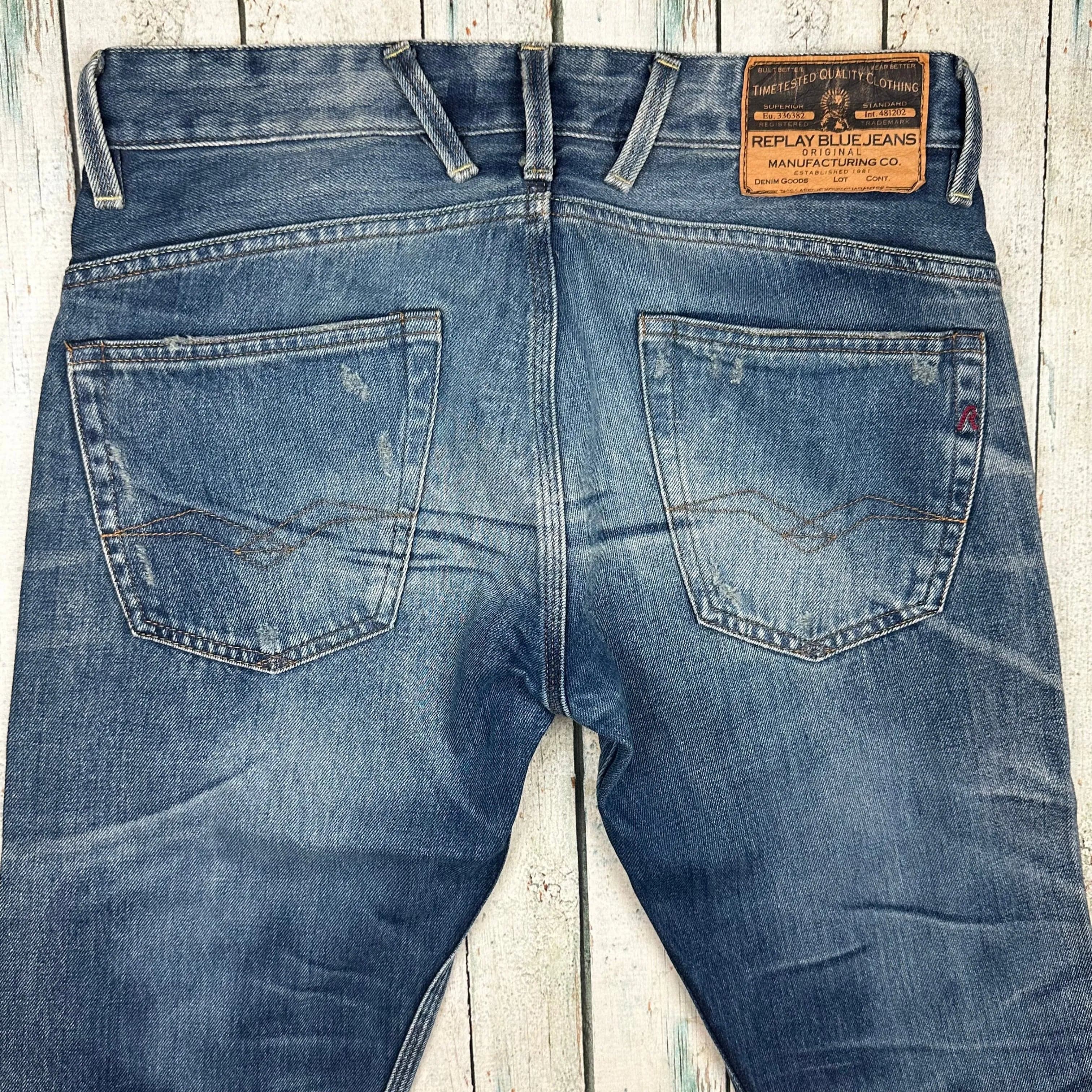 Replay Italy Mens Slim Fit Distress Jeans- Size 30/34 — photo 4 of 7
