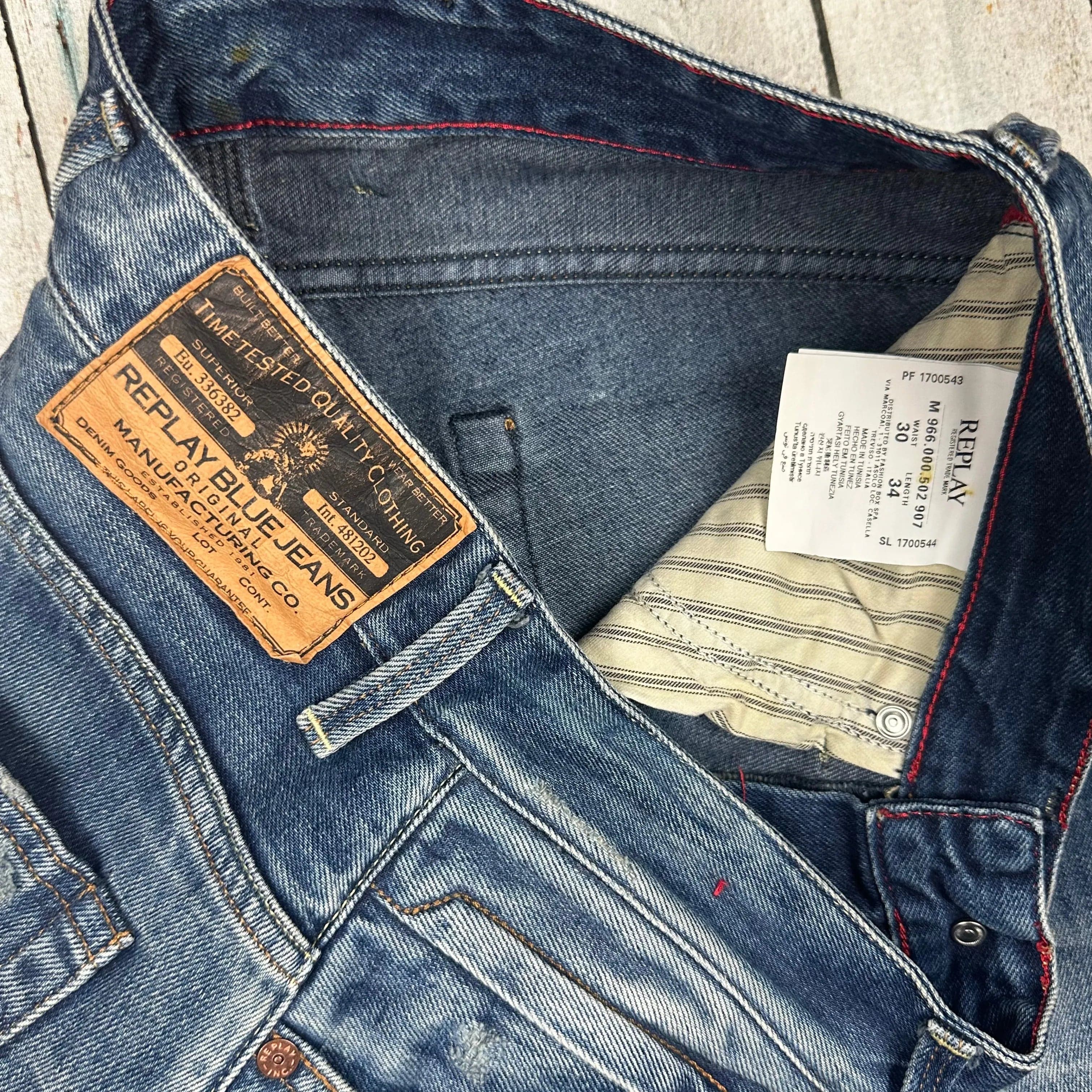 Replay Italy Mens Slim Fit Distress Jeans- Size 30/34 — photo 5 of 7