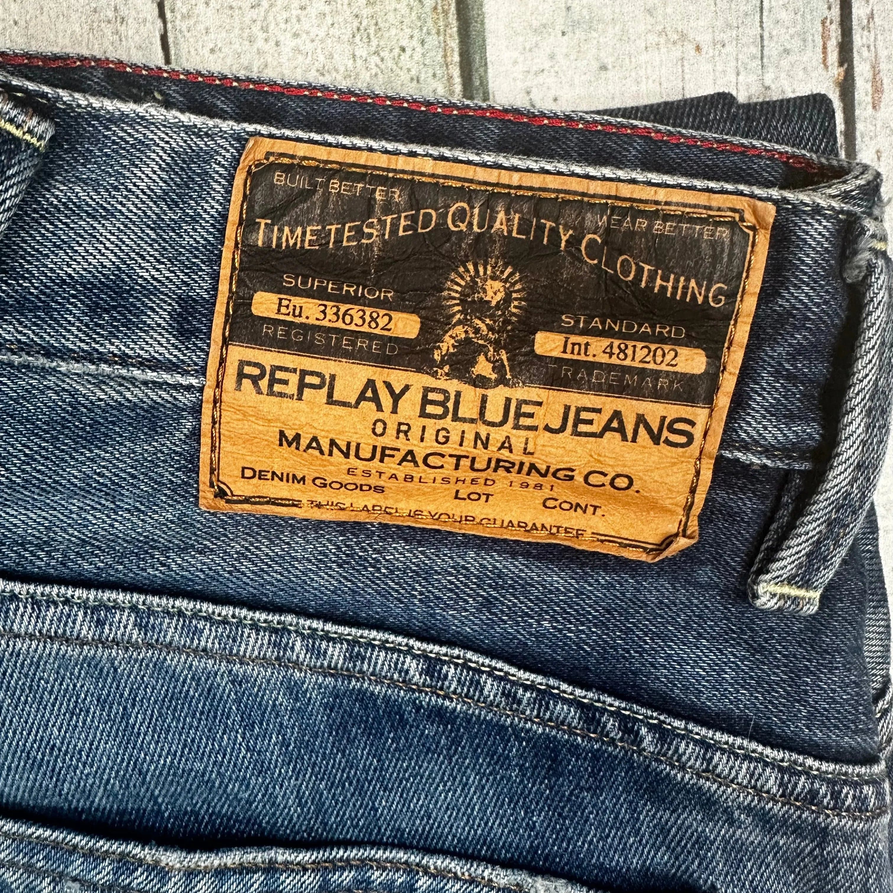 Replay Italy Mens Slim Fit Distress Jeans- Size 30/34 — photo 6 of 7