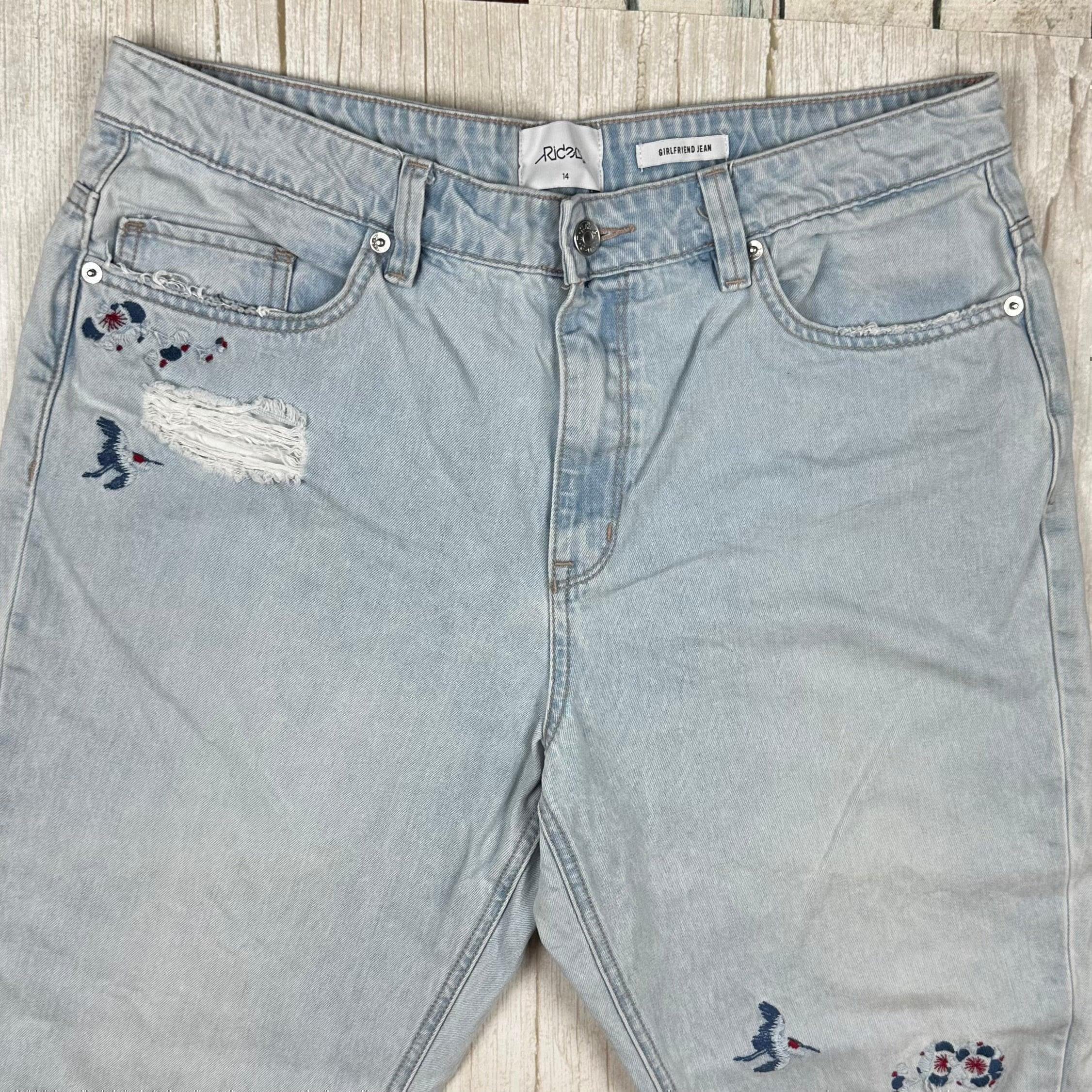 Lee Riders Light Ripped Embroidered 'Girlfriend Jean' - Size 14 — photo 5 of 10