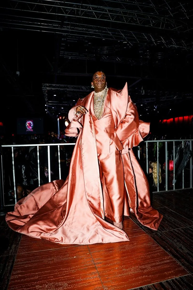 Ballroom Culture aesthetic — This is a perfect example of 'Bizarre' or conceptual runway category, with dramatic, constructed garments and bold styling.