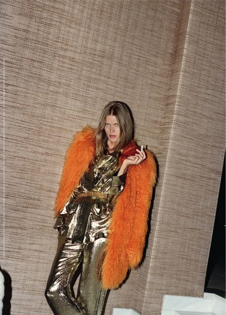 Bloghouse aesthetic — The American Apparel disco pants are explicitly mentioned in the description, and this image showcases them perfectly in various colors.