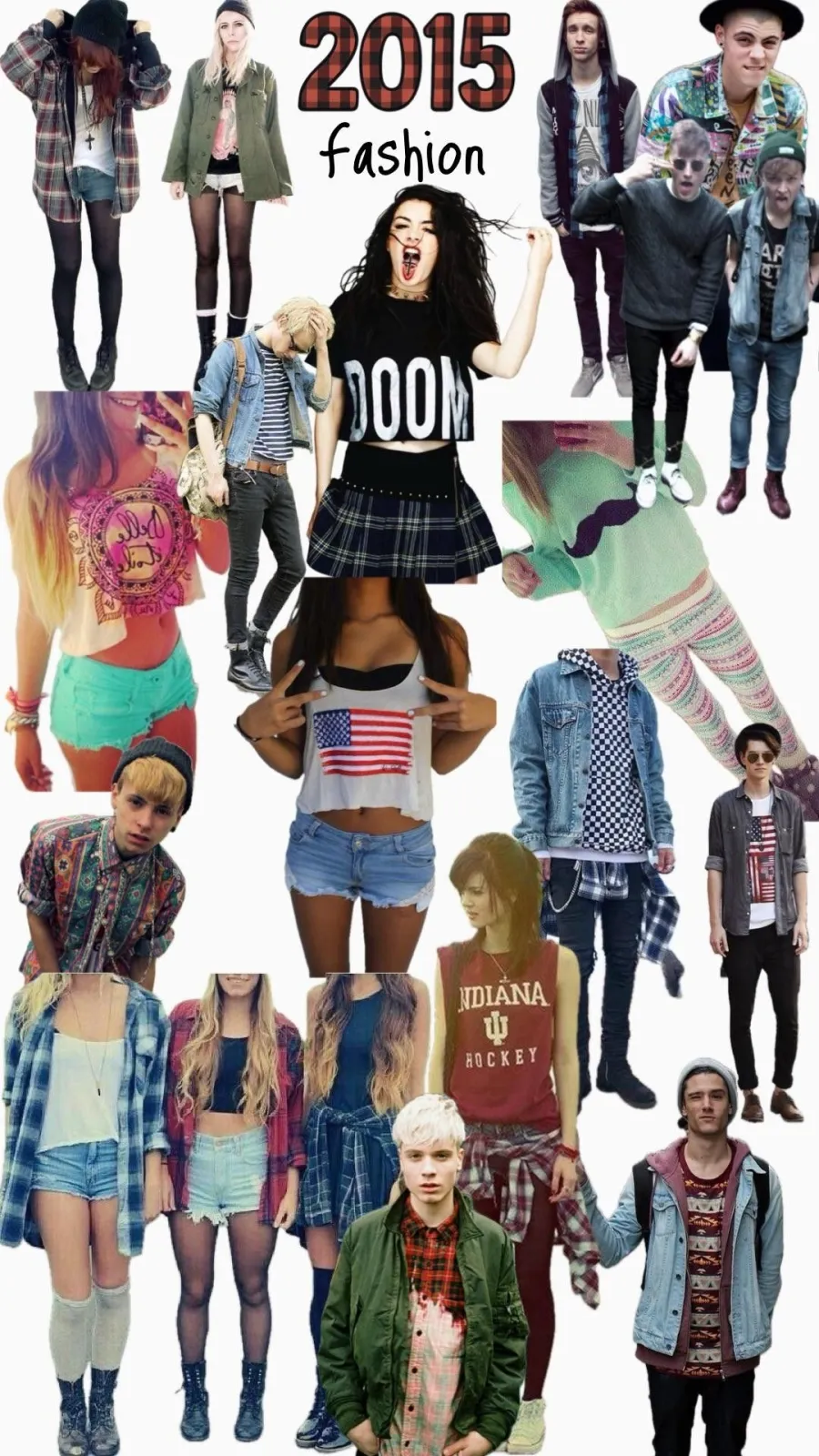 Indie (2010s) aesthetic — This collage perfectly encapsulates the Indie (2010s) aesthetic with its mix of flannels, high-waisted shorts, band tees, and festival-inspired looks, all within the described era and visual style.