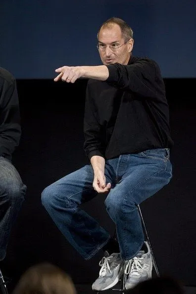 Normcore aesthetic — Steve Jobs' iconic black turtleneck, dad jeans, and New Balance sneakers are a canonical example of the Normcore aesthetic's origins and visual signature.