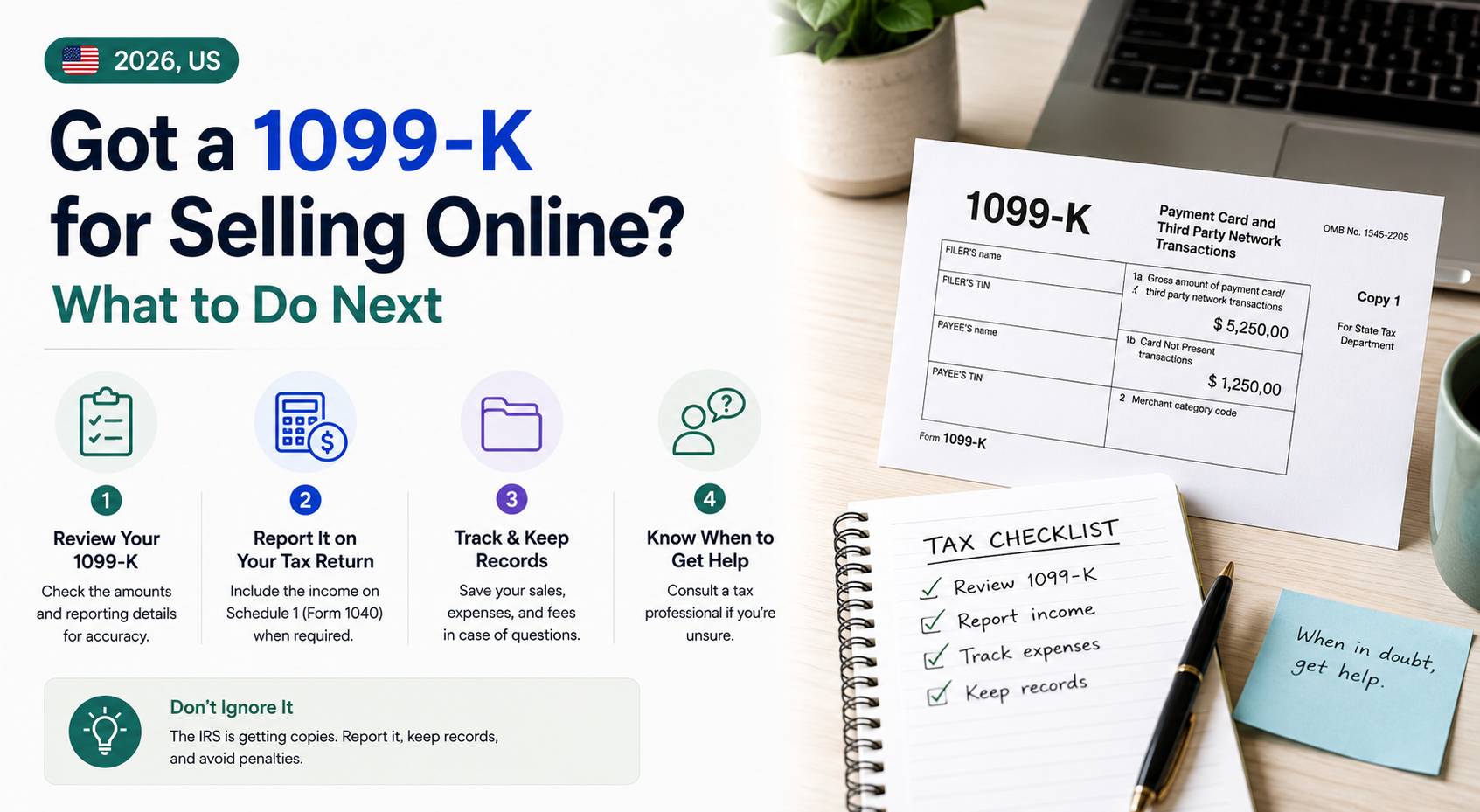 Got a 1099-K for Selling Online? What to Do Next (2026, US)