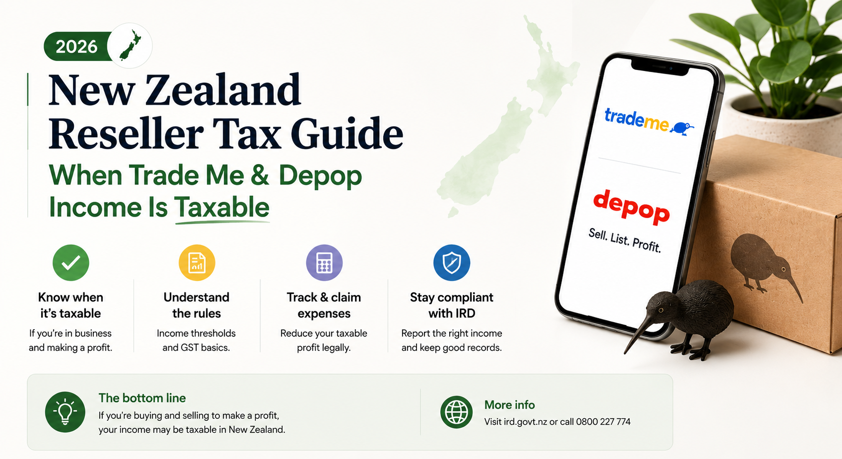 New Zealand Reseller Tax Guide 2026: When Trade Me & Depop Income Is Taxable