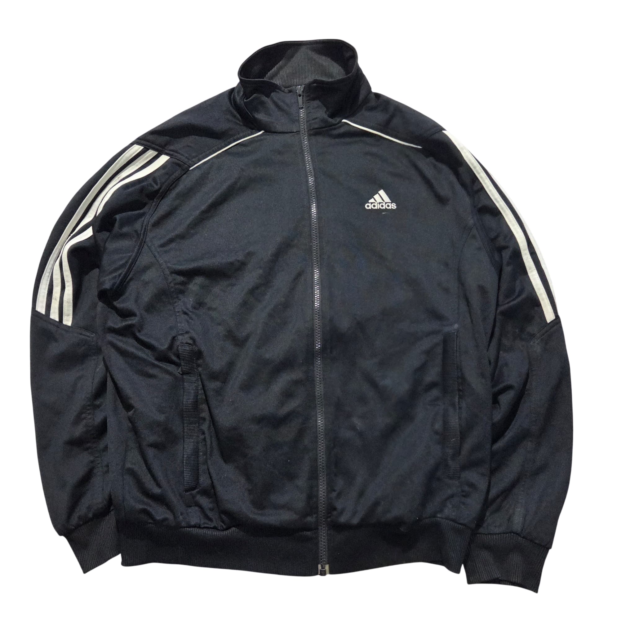 Adidas Essential 3-Stripes Track Jacket Black Full Zip Men's Size L — photo 1 of 6